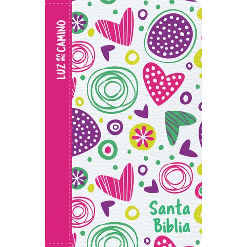 NVI Biblia Luz En Mi Camino Corazones, Multicolor Símil Piel