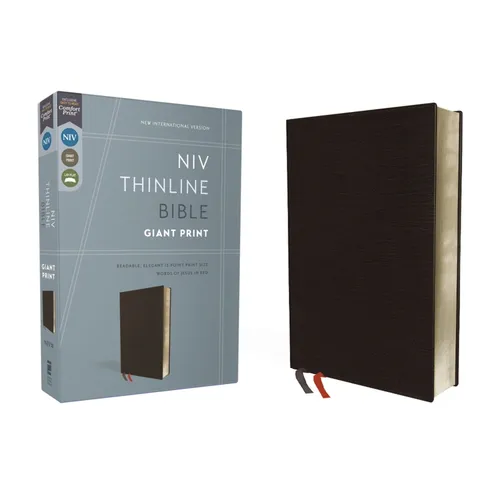 NIV, Thinline Bible, Giant Print, Bonded Leather, Black, Red Letter Edition
