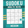 Medium Sudoku Books for Adults 16 x 16: 250 Puzzles with Solutions Large print.
