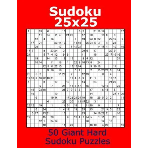 Sudoku 25x25 50 Giant Hard Sudoku Puzzles