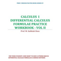 Differential calculus formulae practice workbook: Calculus I
