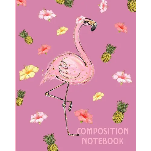 Composition Notebook: Pink Flamingo Composition Wide Ruled Notebook