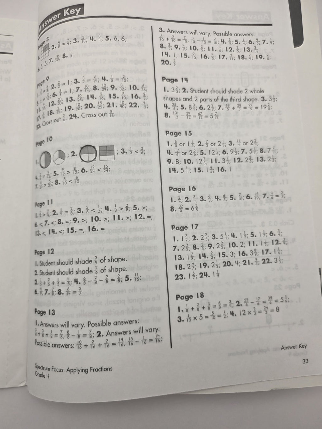 Spectrum Focus Applying Fractions Grade 4 Math Workbook with Answer Key (New)