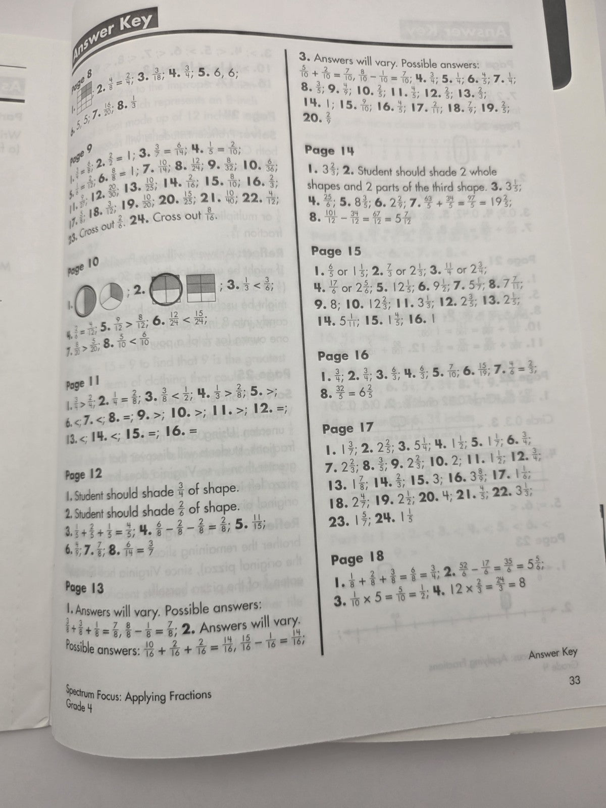 Spectrum Focus Applying Fractions Grade 4 Math Workbook with Answer Key (New)