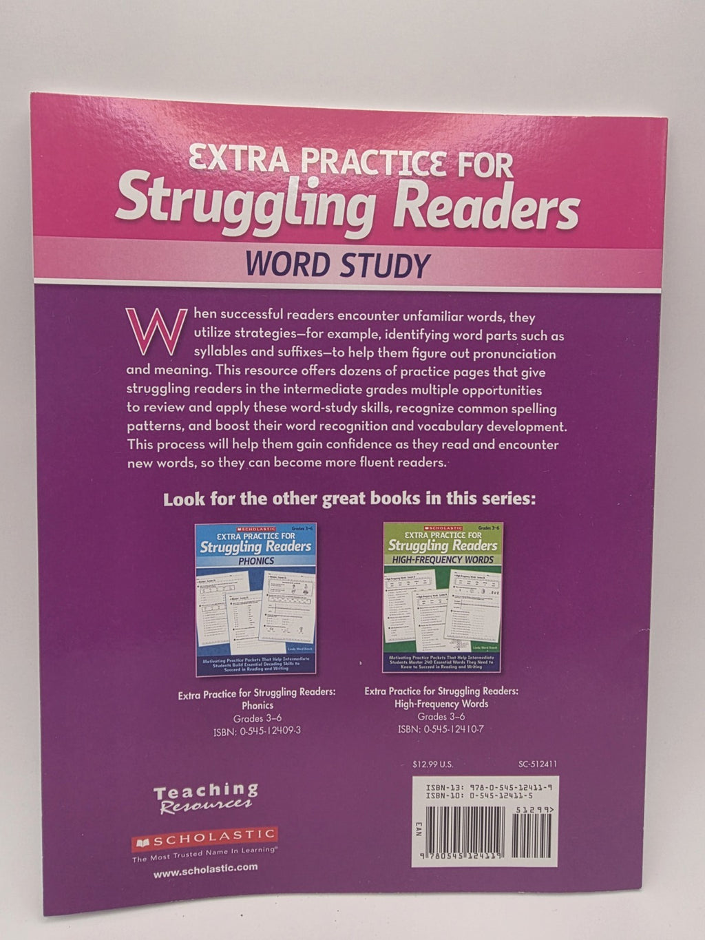 Scholastic Extra Practice Struggling Readers Word Study Grades 3-6 (New)