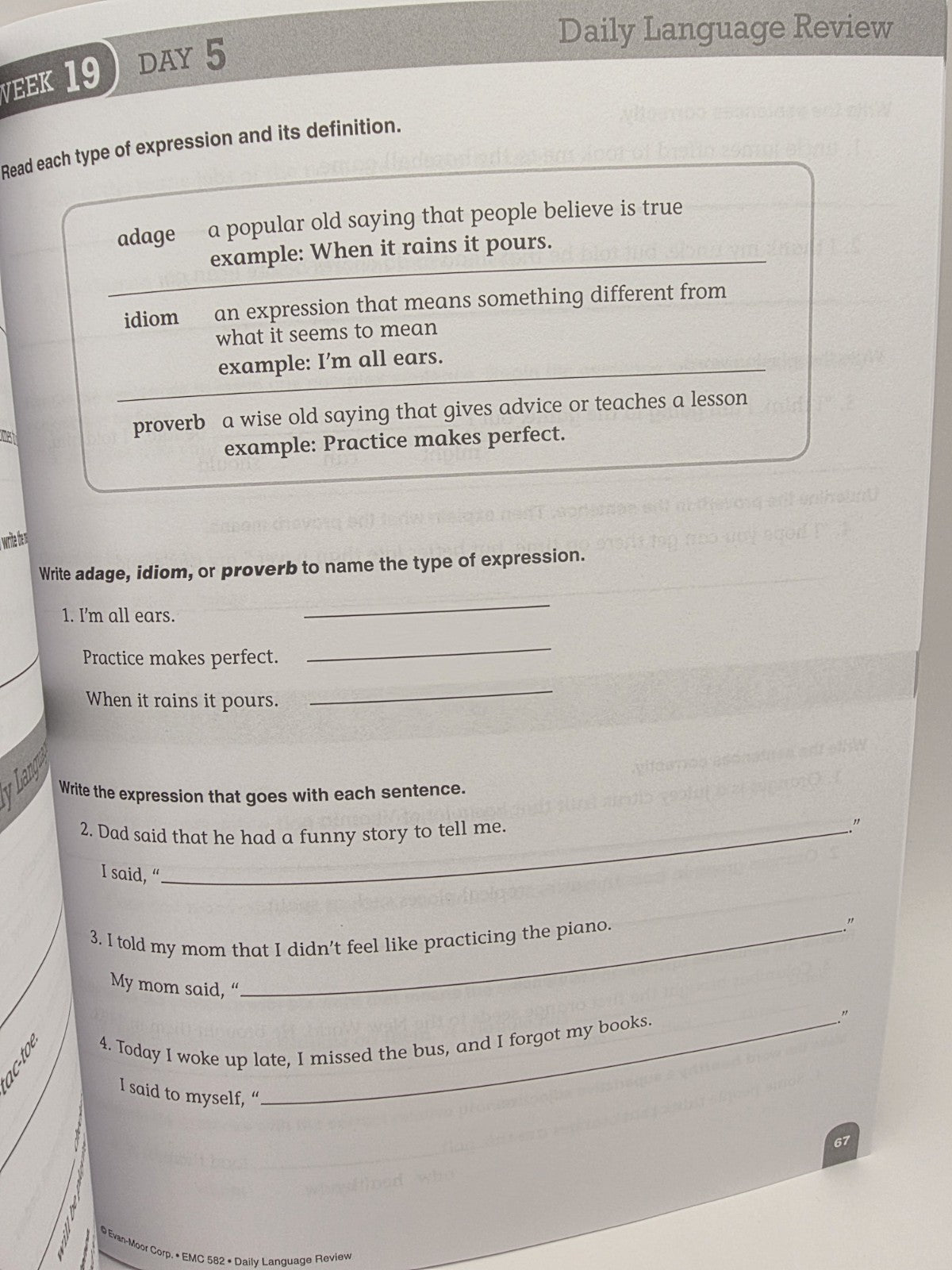 Evan-Moor Daily Language Review Grade 4 Study Guide Book w/ Answer Key (New)