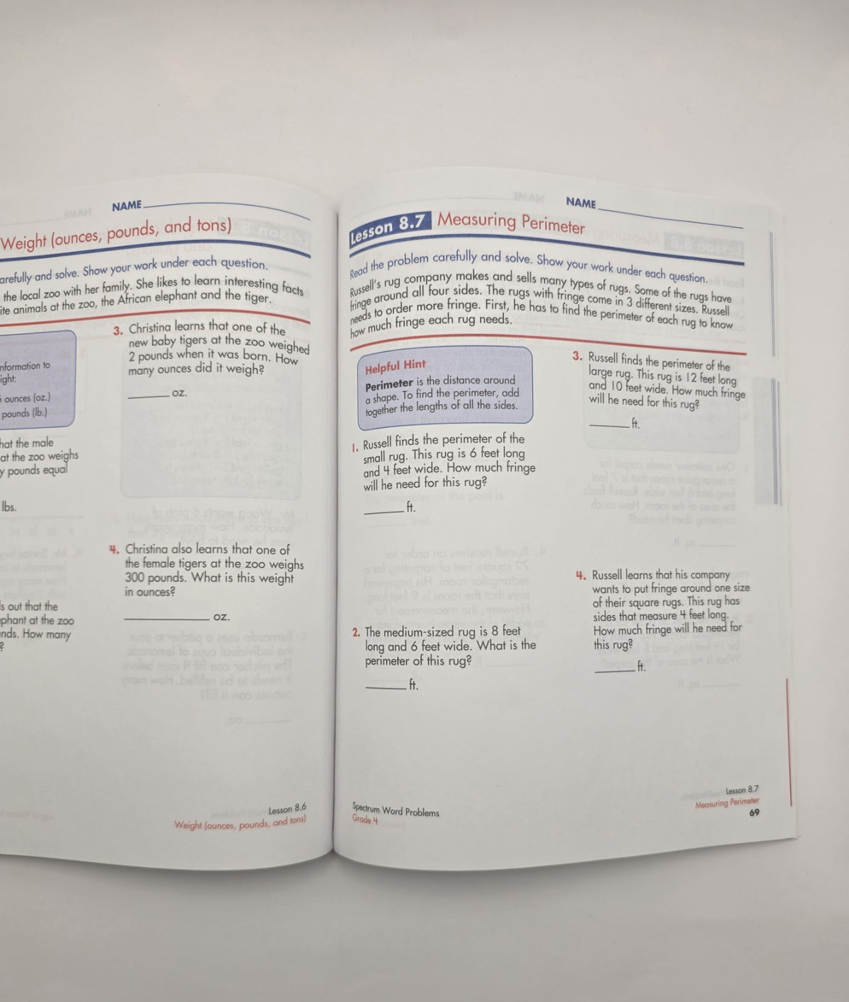 Spectrum Word Problems Grade 4 Workbook Mathematics (New)