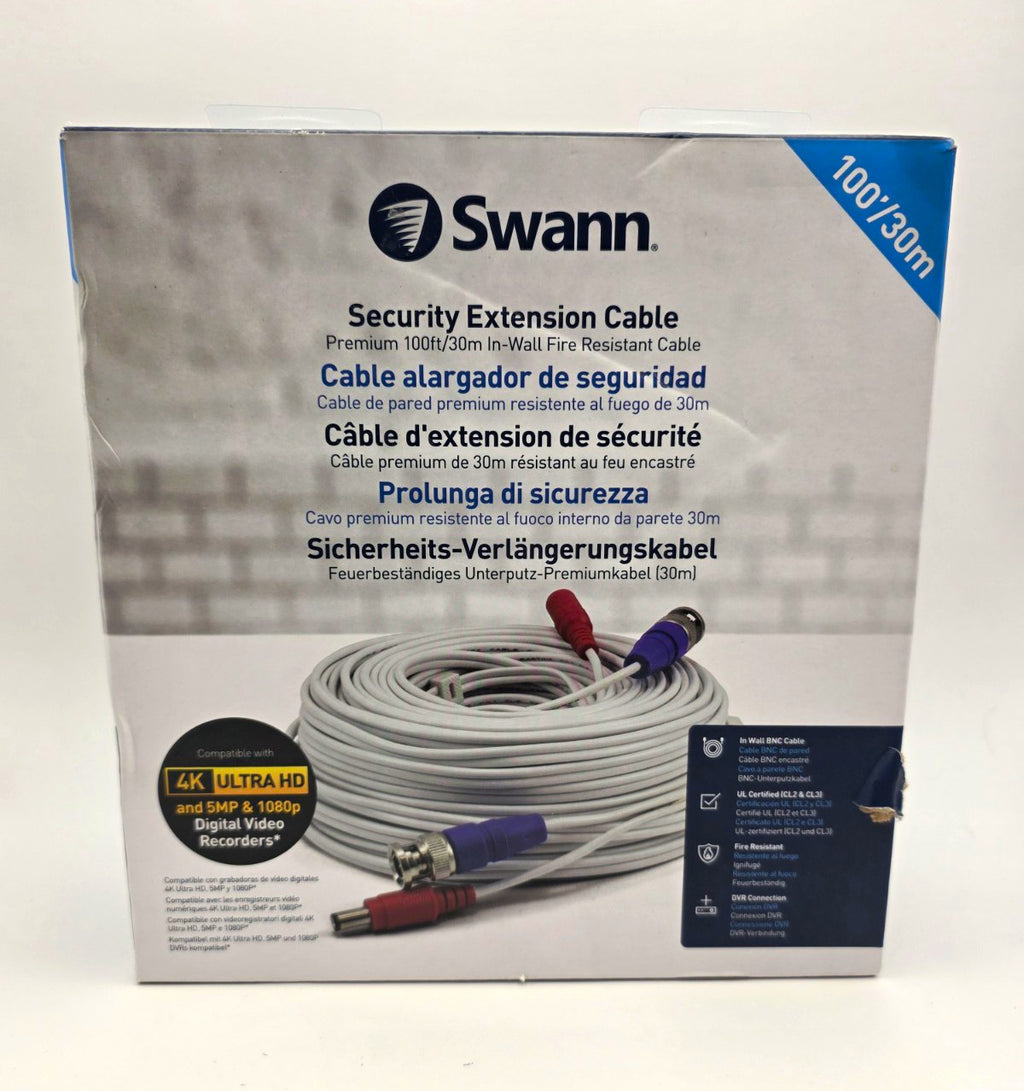 Swann 100ft/30m In-Wall Fire Resistant 4K BNC Video + DC Power Cable