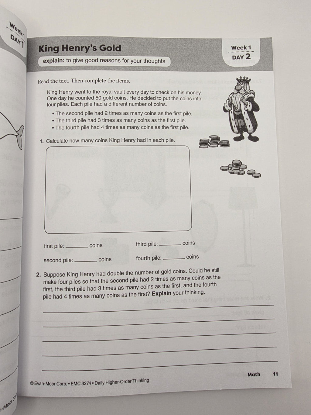 Evan-Moor Daily Higher-Order Thinking Grade 4 Workbook (New)