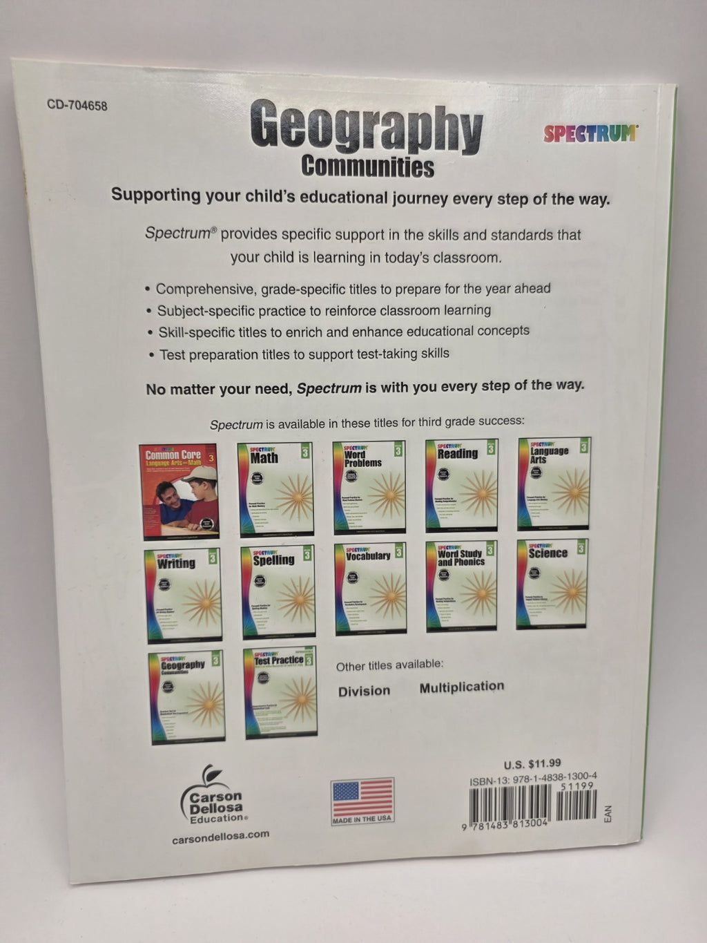 Spectrum Geography Communities Grade 3 Workbook with Answer Key 123 Pages (New)