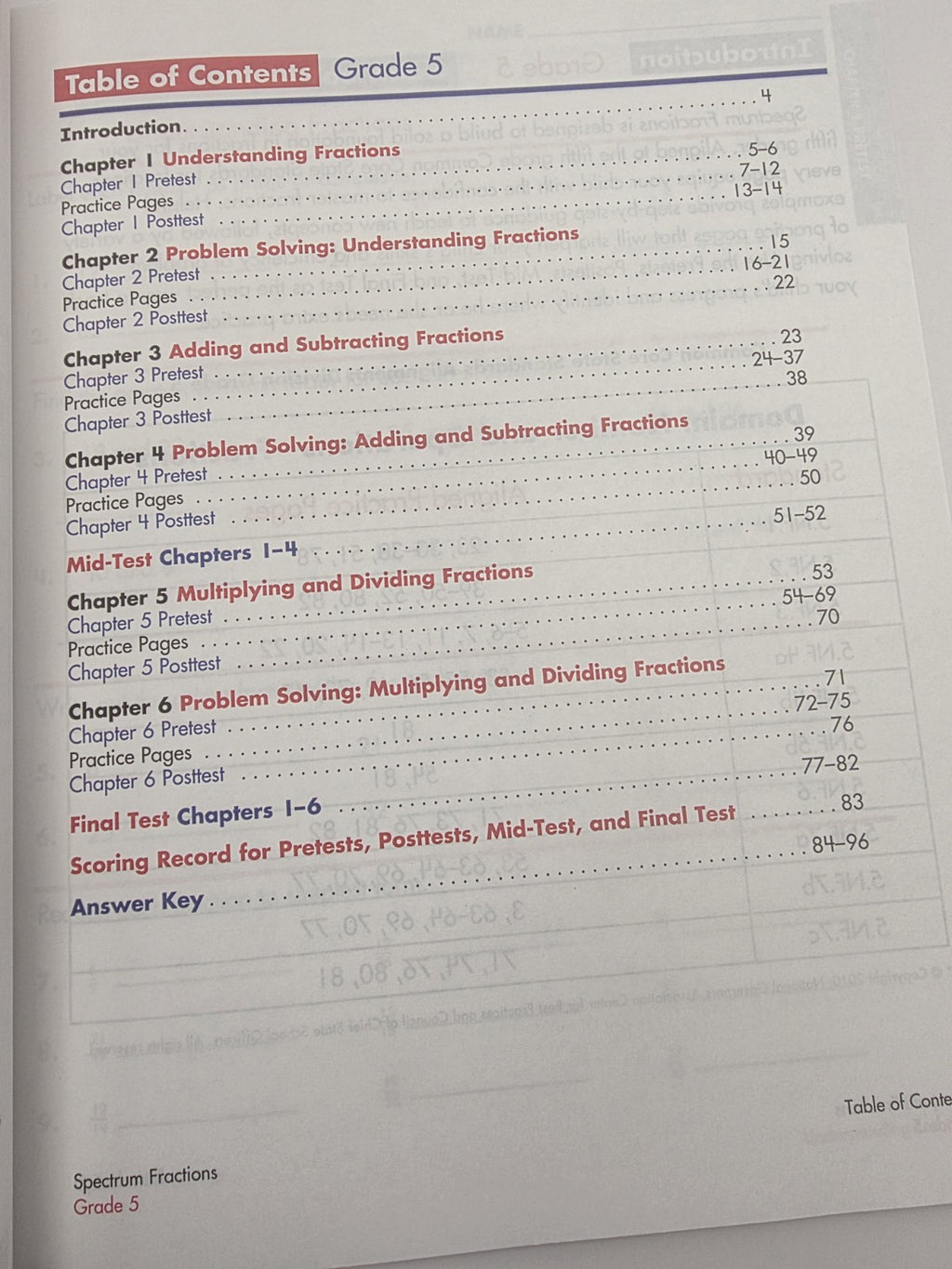 Spectrum Fractions Grade 5 Math Workbook Paperback 96 Pages (New)