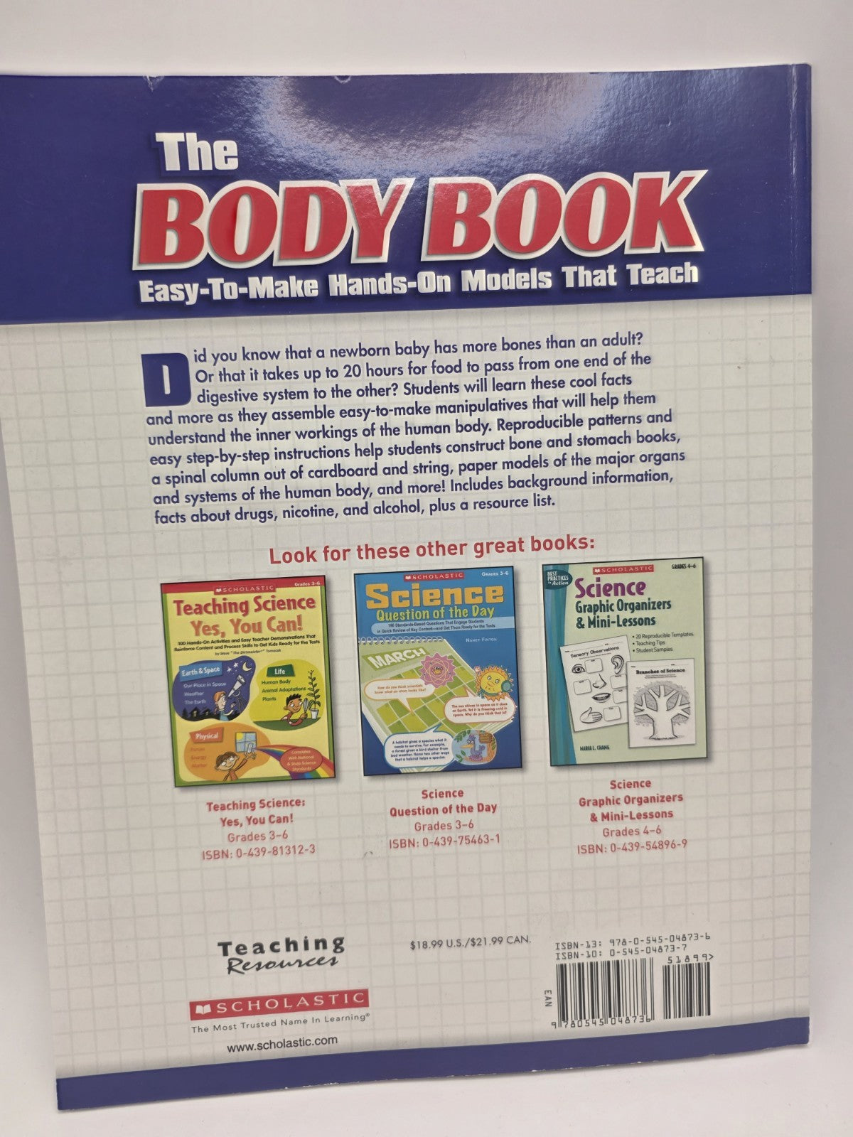 Scholastic The Body Book Easy-to-Make Hands-on Models That Teach (New)