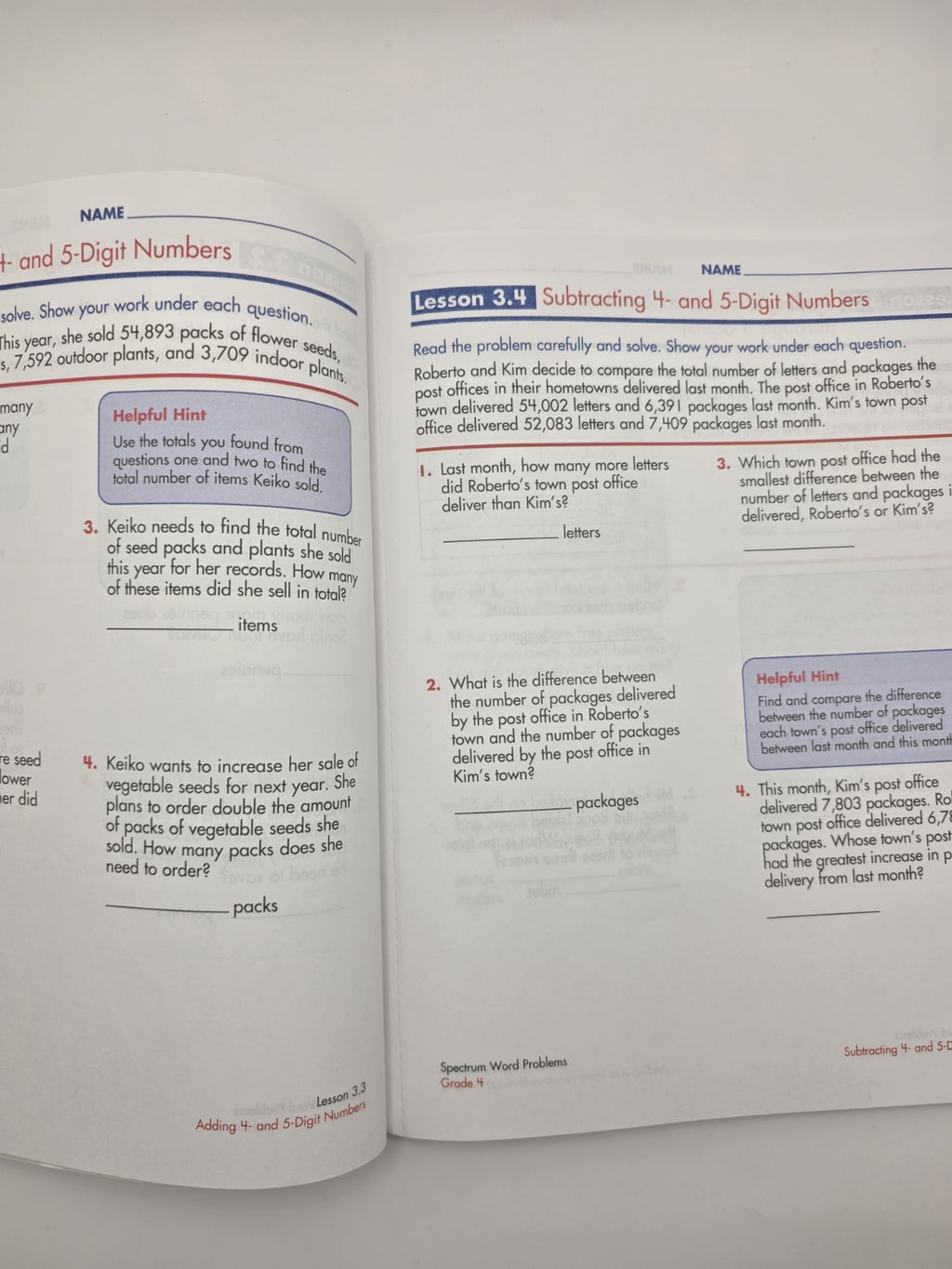Spectrum Word Problems Grade 4 Workbook Mathematics (New)