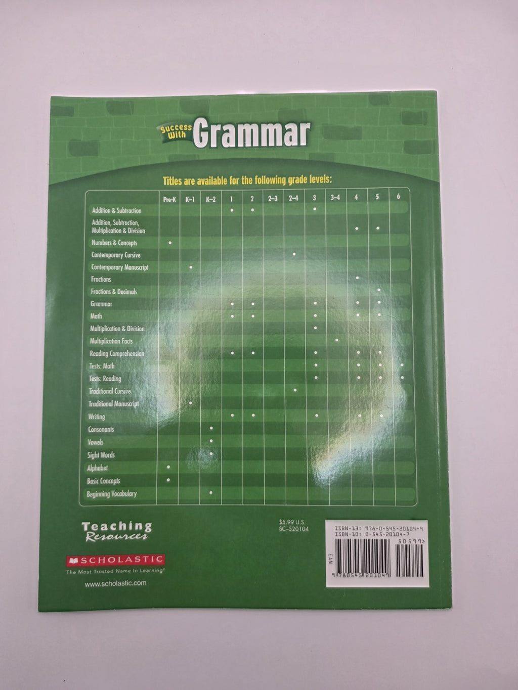 Scholastic Success With Grammar Grade 4 Workbook (New)