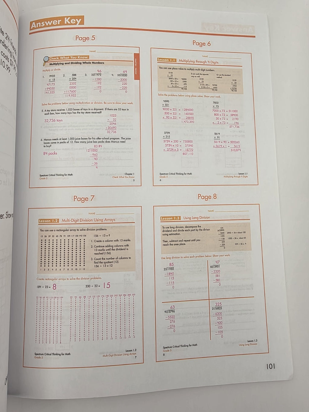 Spectrum Critical Thinking for Math Grade 5 Workbook (New)