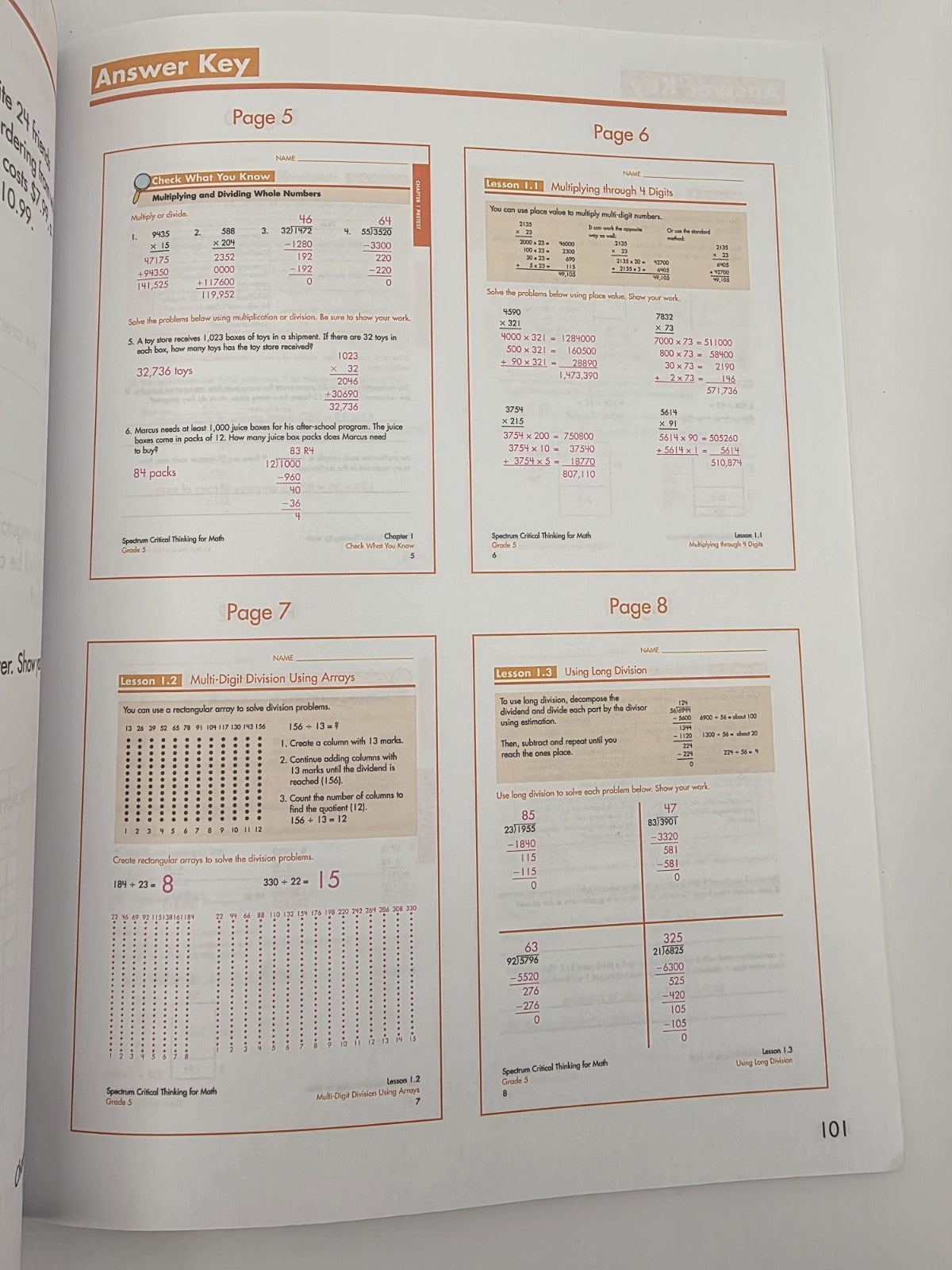 Spectrum Critical Thinking for Math Grade 5 Workbook (New)
