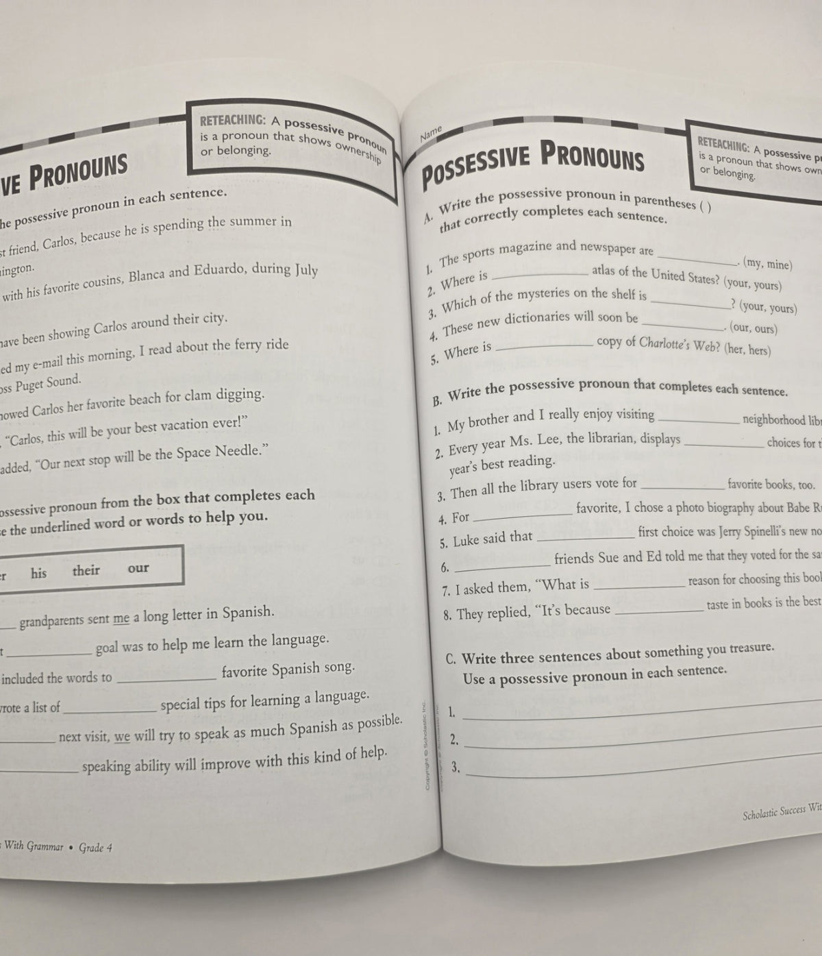 Scholastic Success With Grammar Grade 4 Workbook (New)