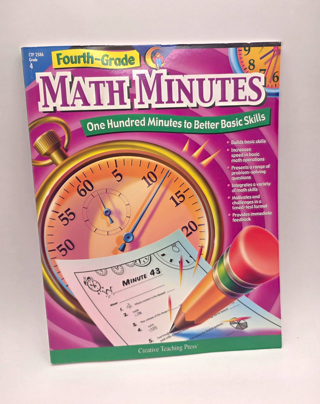 Creative Teaching Press Math Minutes Grade 4 Math Workbook with Answer Key (New)