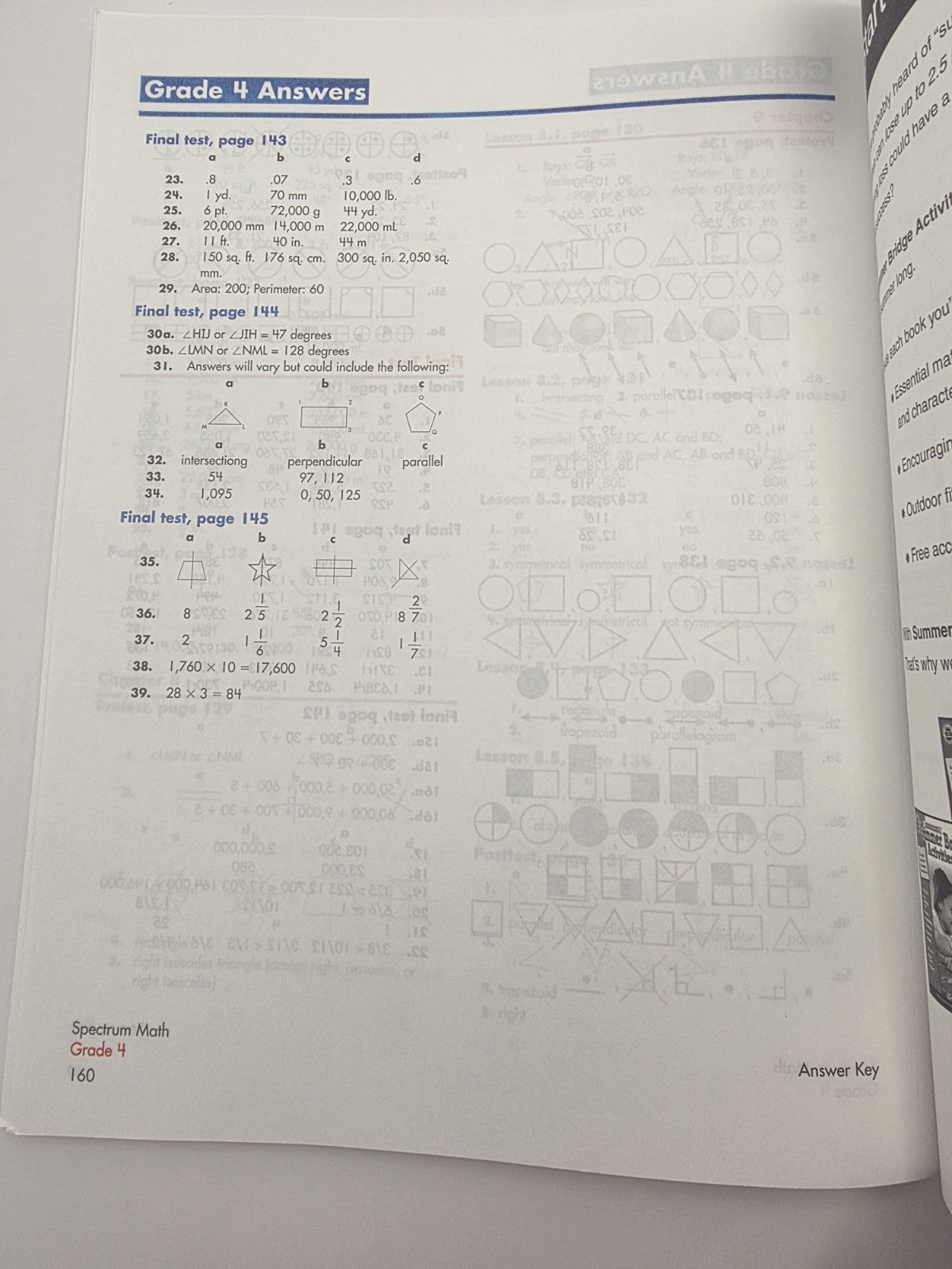 Spectrum Math Grade 4 Workbook Paperback w/ Answer Key 160 Pages (New)