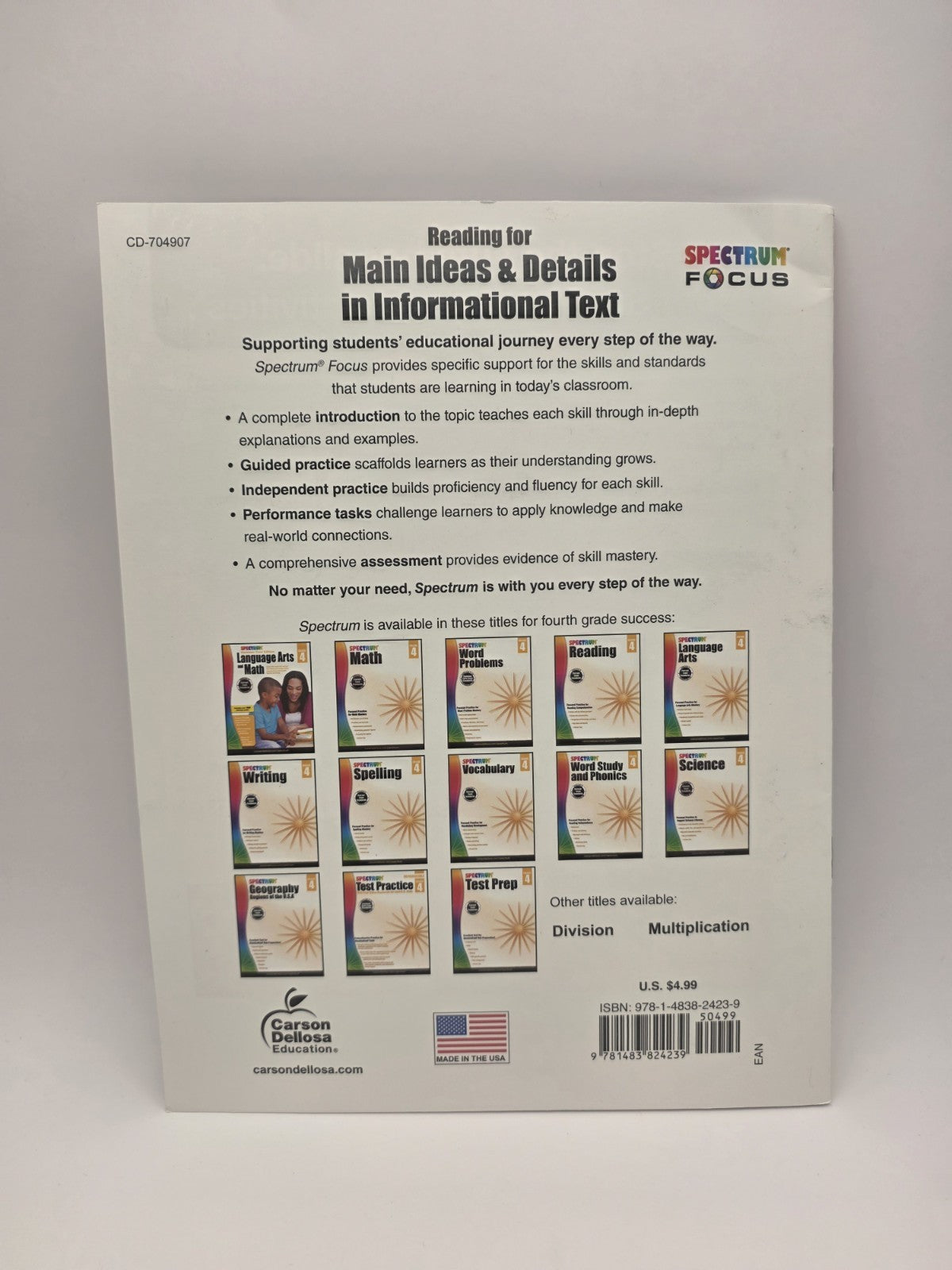 Spectrum Focus Reading Main Ideas & Details Info Text Grade 4 (New)
