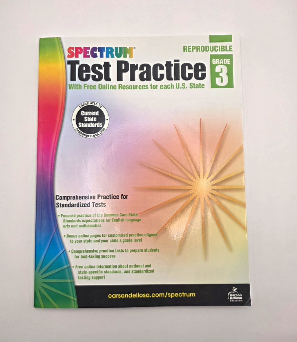 Carson Dellosa Spectrum Test Practice Grade 3 Reproducible Workbook (New)