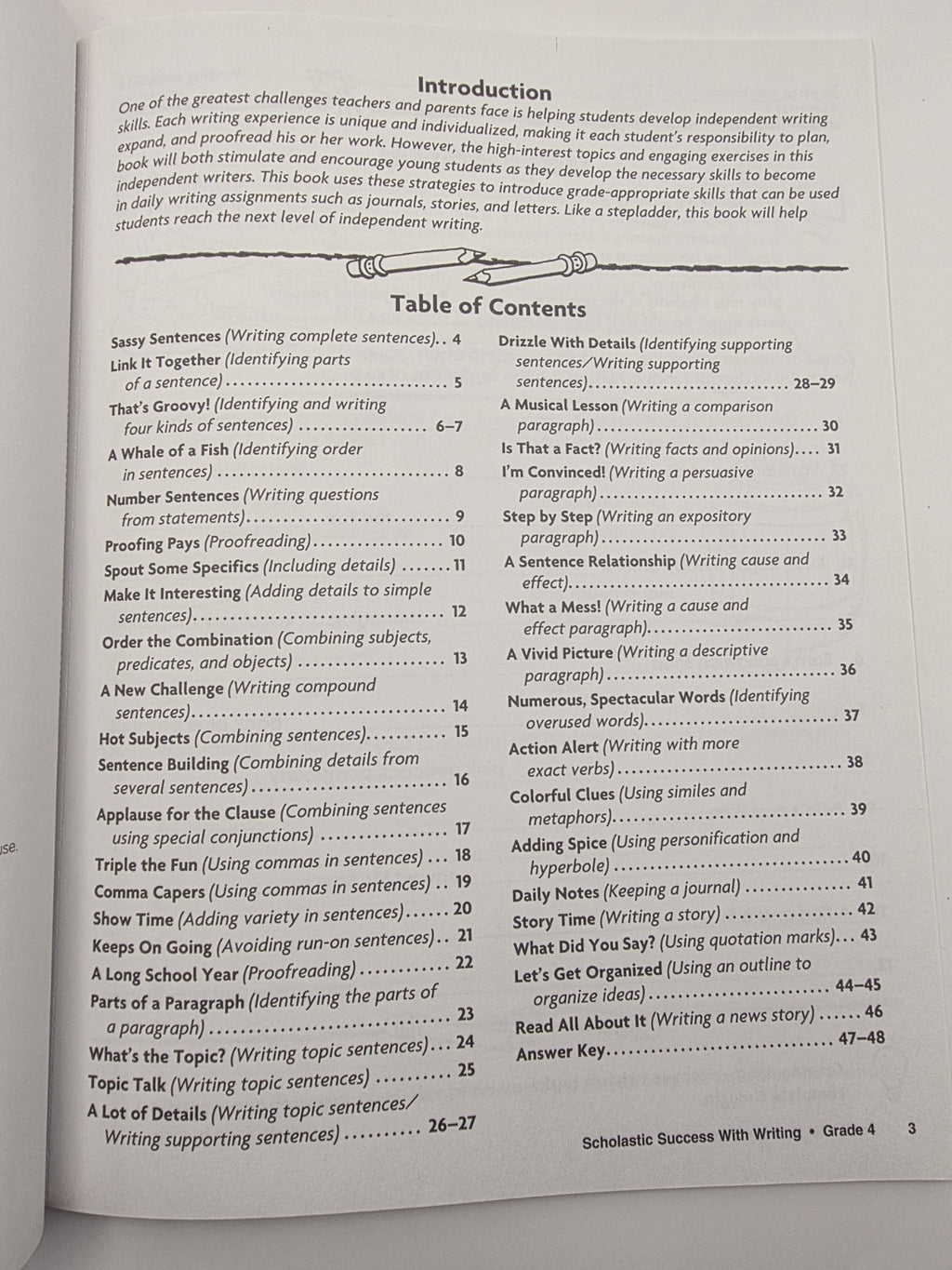 Scholastic Success With Writing Grade 4 Workbook with Answer Key (New)