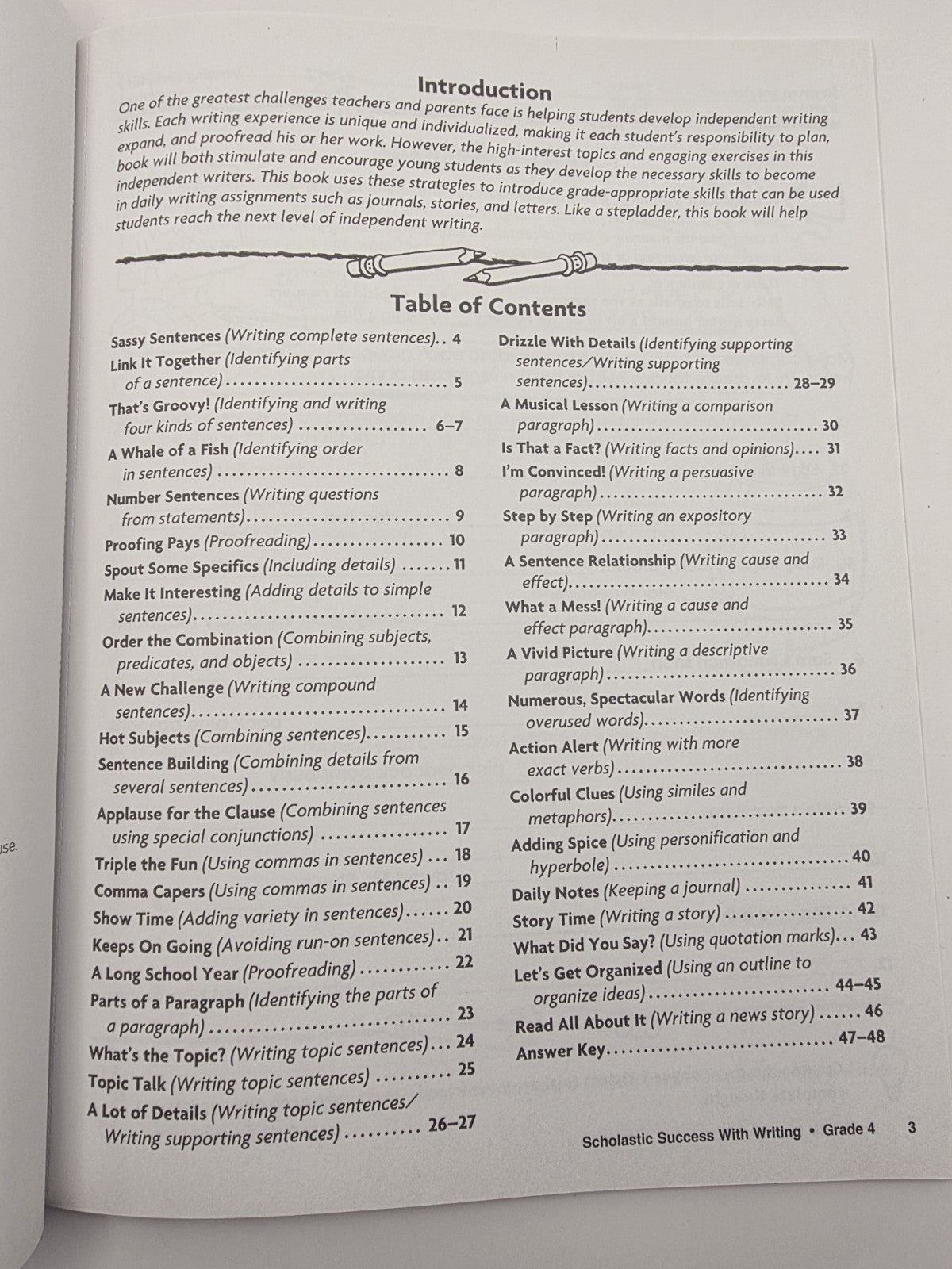 Scholastic Success With Writing Grade 4 Workbook with Answer Key (New)
