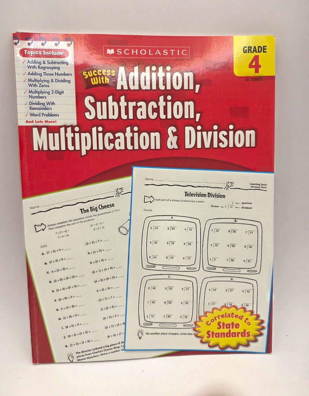 Scholastic Success With Math Grade 4 Add/Sub/Mul/Div Workbook (New)