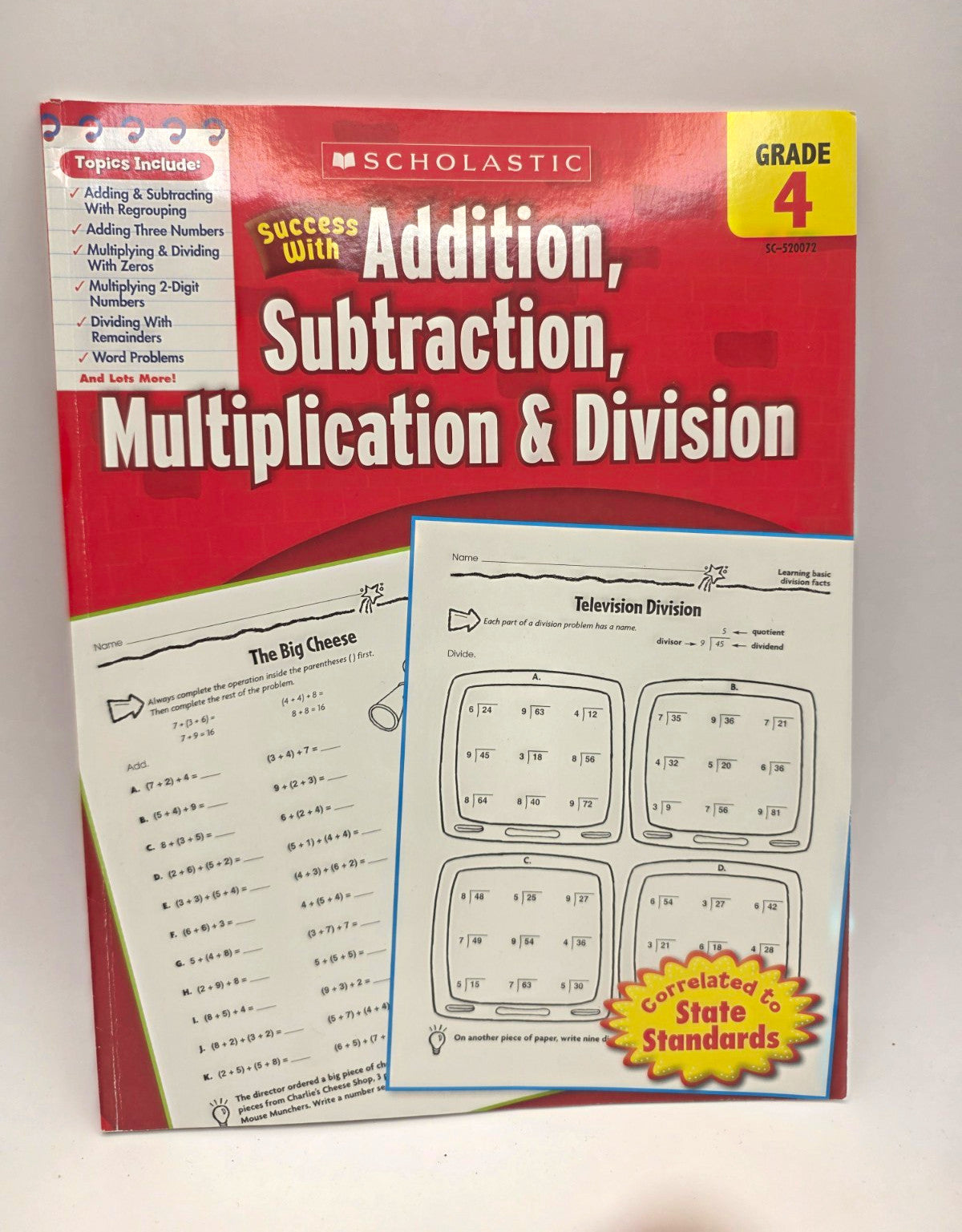 Scholastic Success With Math Grade 4 Add/Sub/Mul/Div Workbook (New)