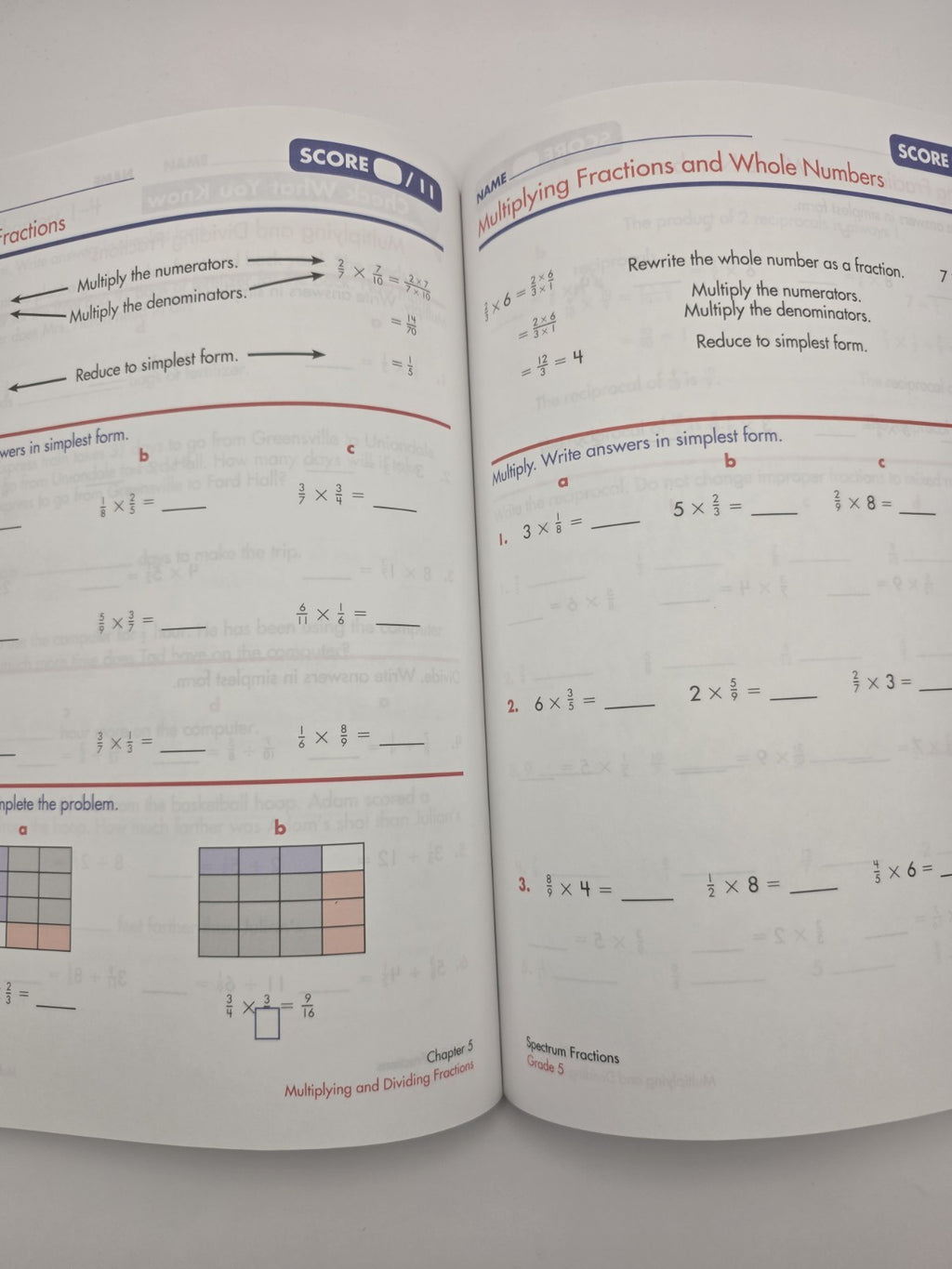 Spectrum Fractions Grade 5 Math Workbook Paperback 96 Pages (New)