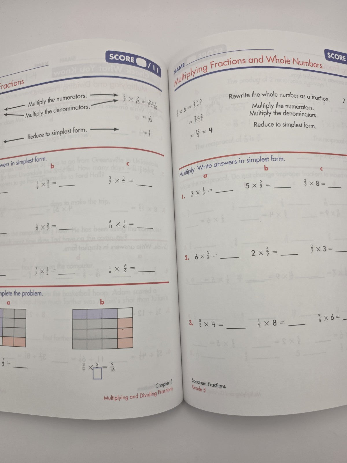 Spectrum Fractions Grade 5 Math Workbook Paperback 96 Pages (New)