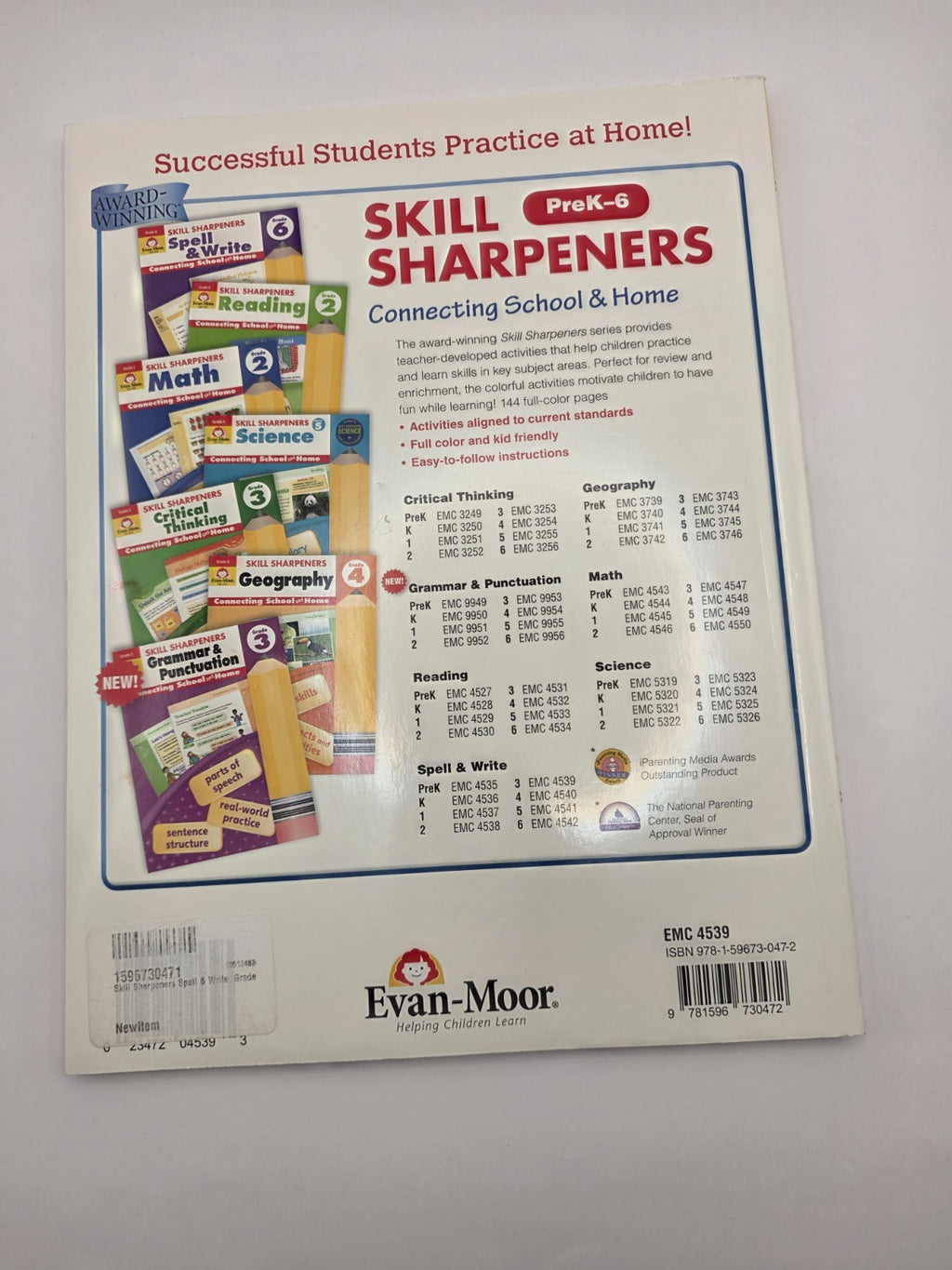Evan-Moor Skill Sharpeners Spell & Write Grade 3 Workbook (New)