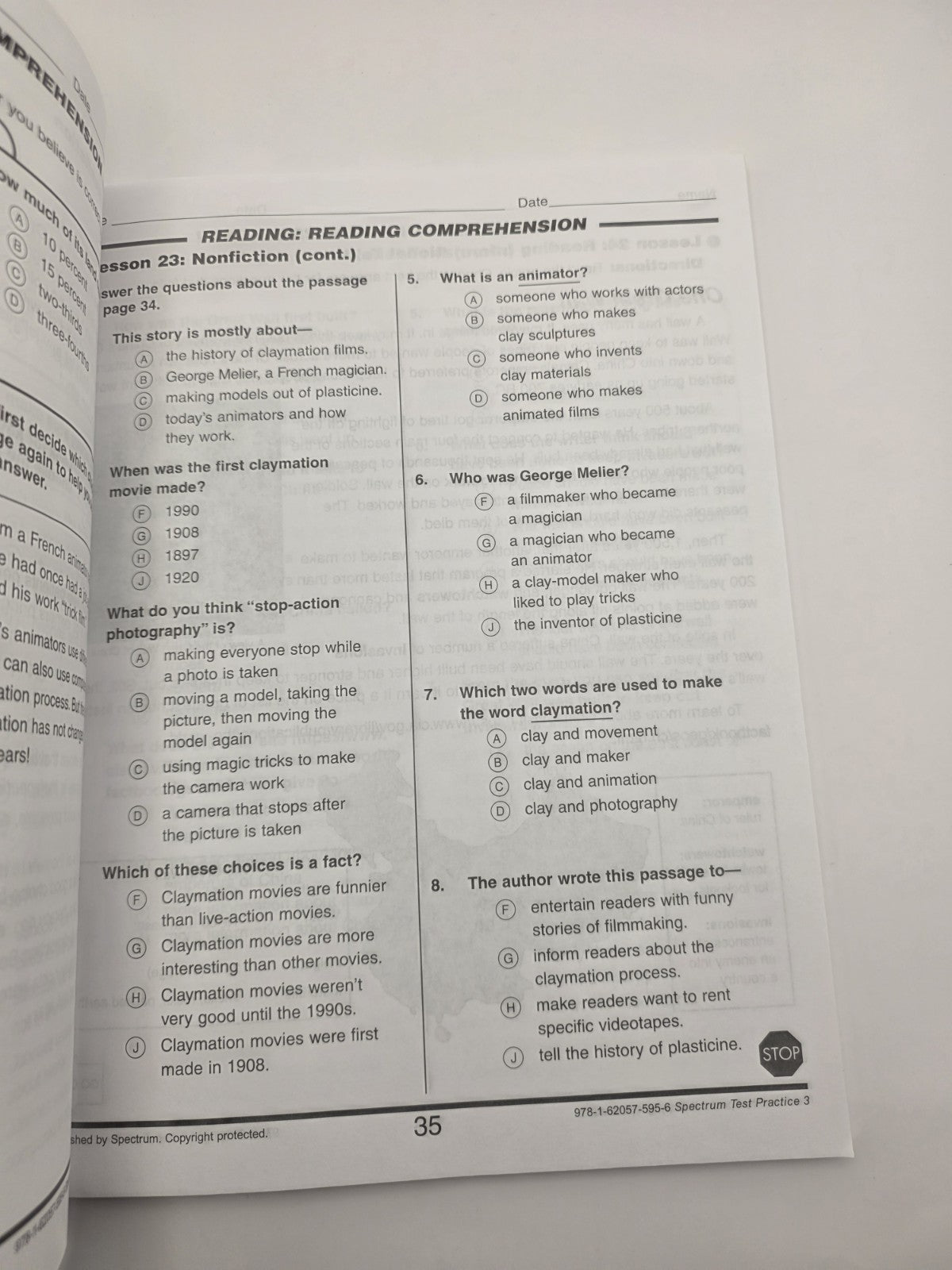Carson Dellosa Spectrum Test Practice Grade 3 Reproducible Workbook (New)
