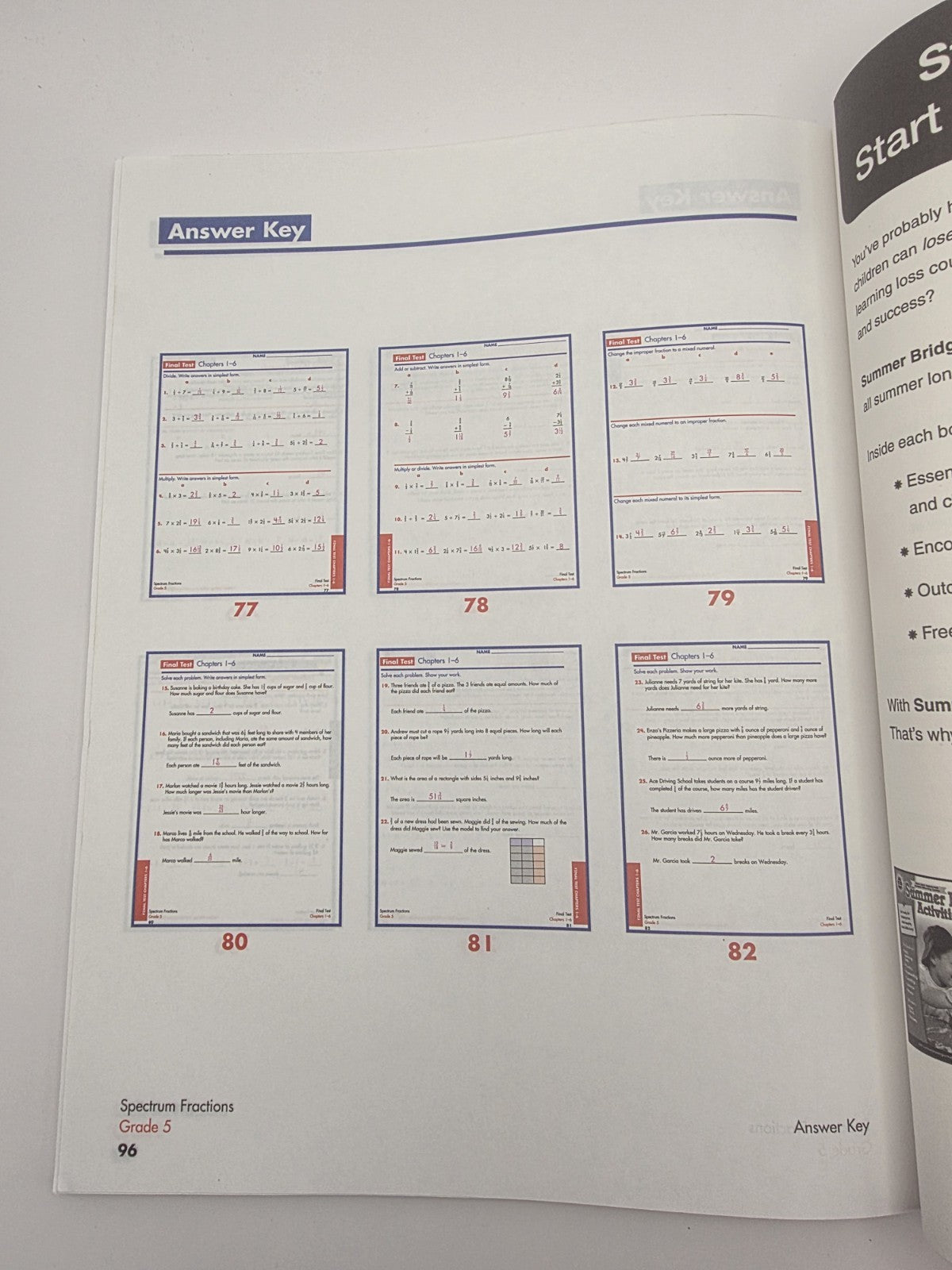 Spectrum Fractions Grade 5 Math Workbook Paperback 96 Pages (New)