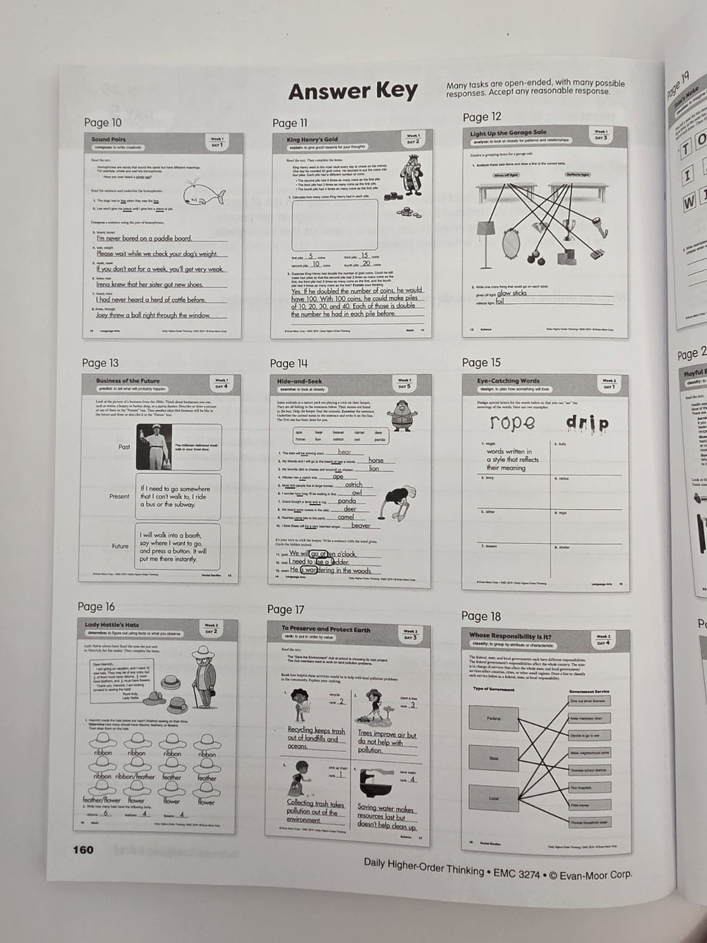 Evan-Moor Daily Higher-Order Thinking Grade 4 Workbook (New)