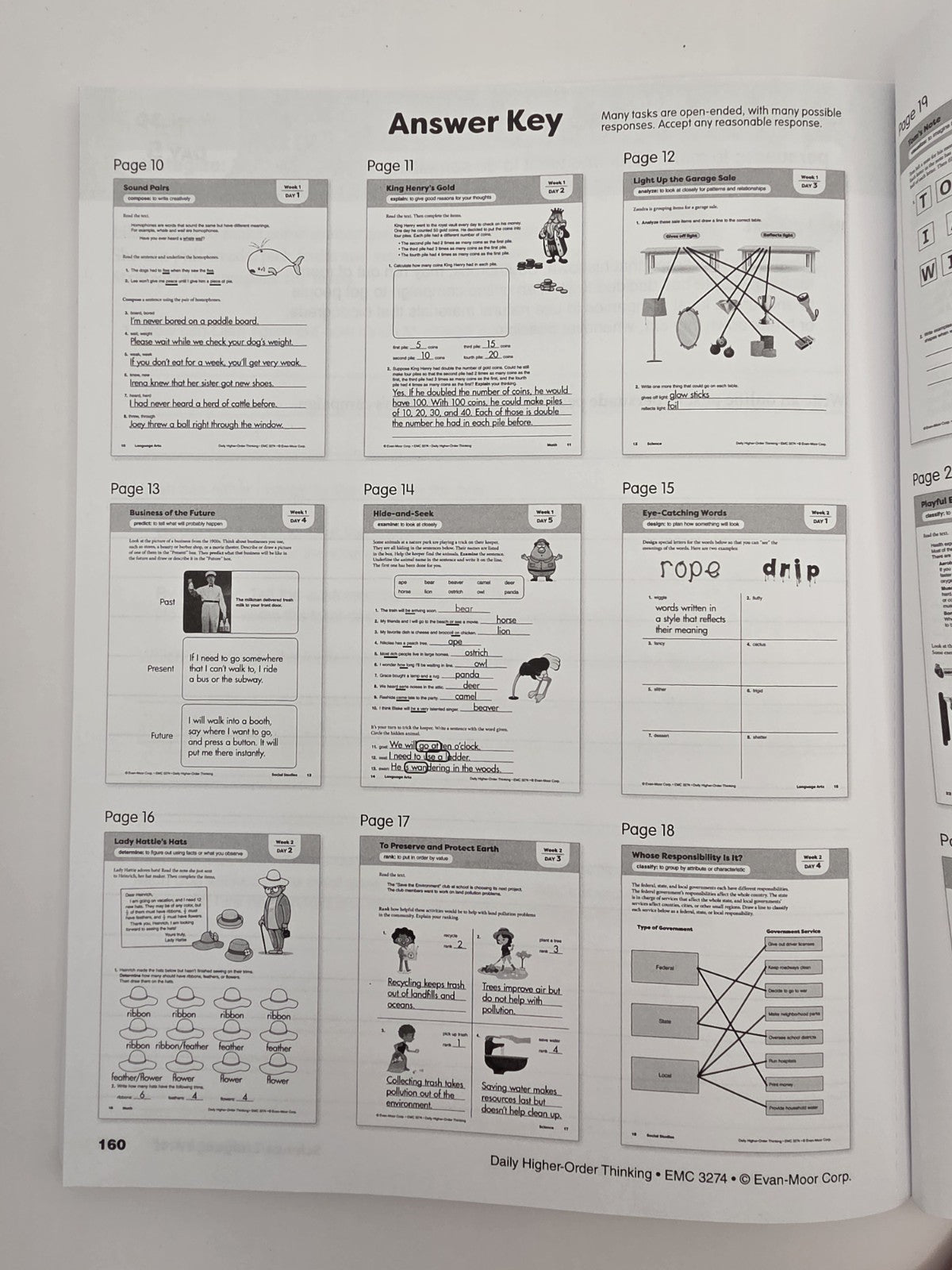 Evan-Moor Daily Higher-Order Thinking Grade 4 Workbook (New)