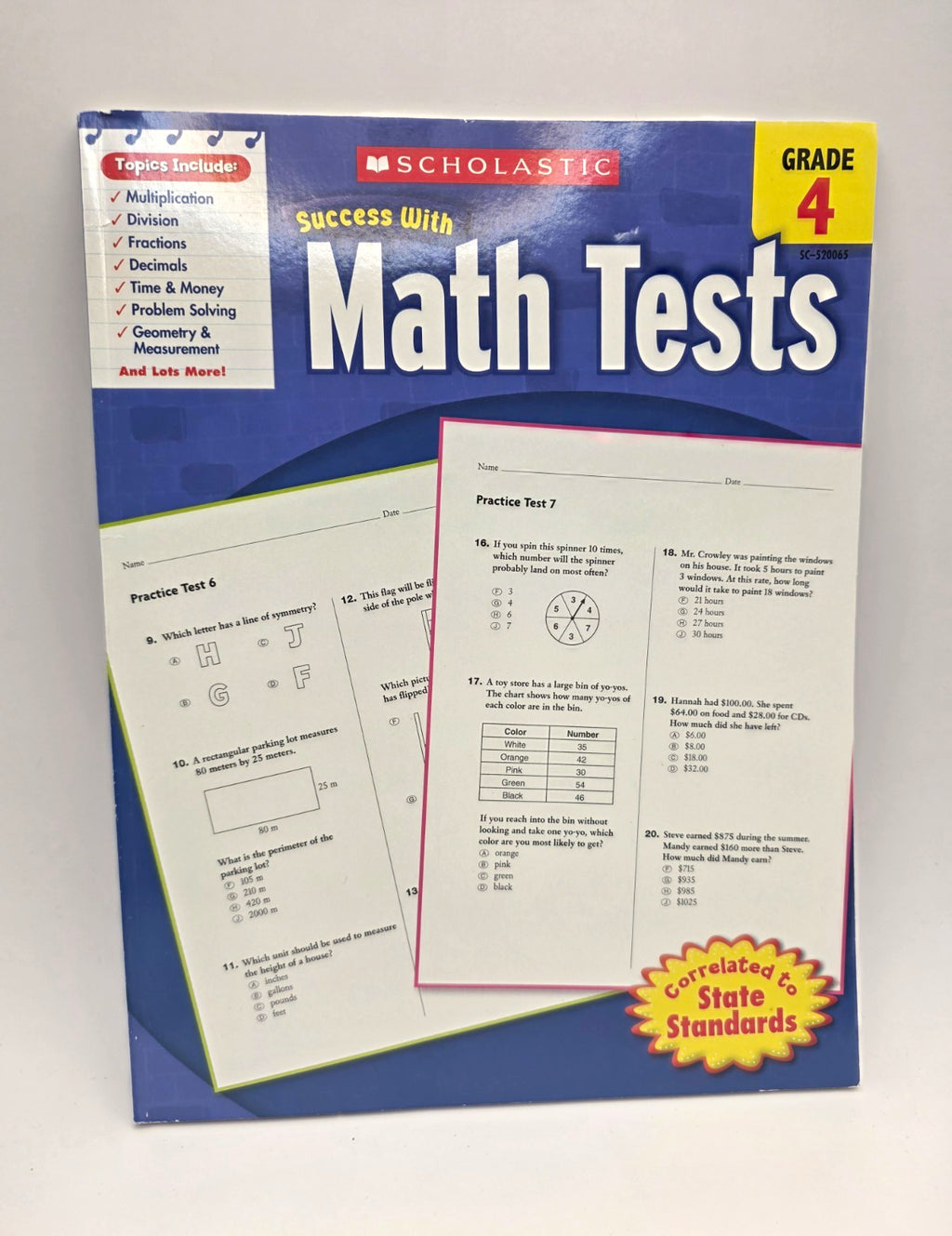 Scholastic Success With Math Tests Grade 4 Workbook 64 Pages (New)