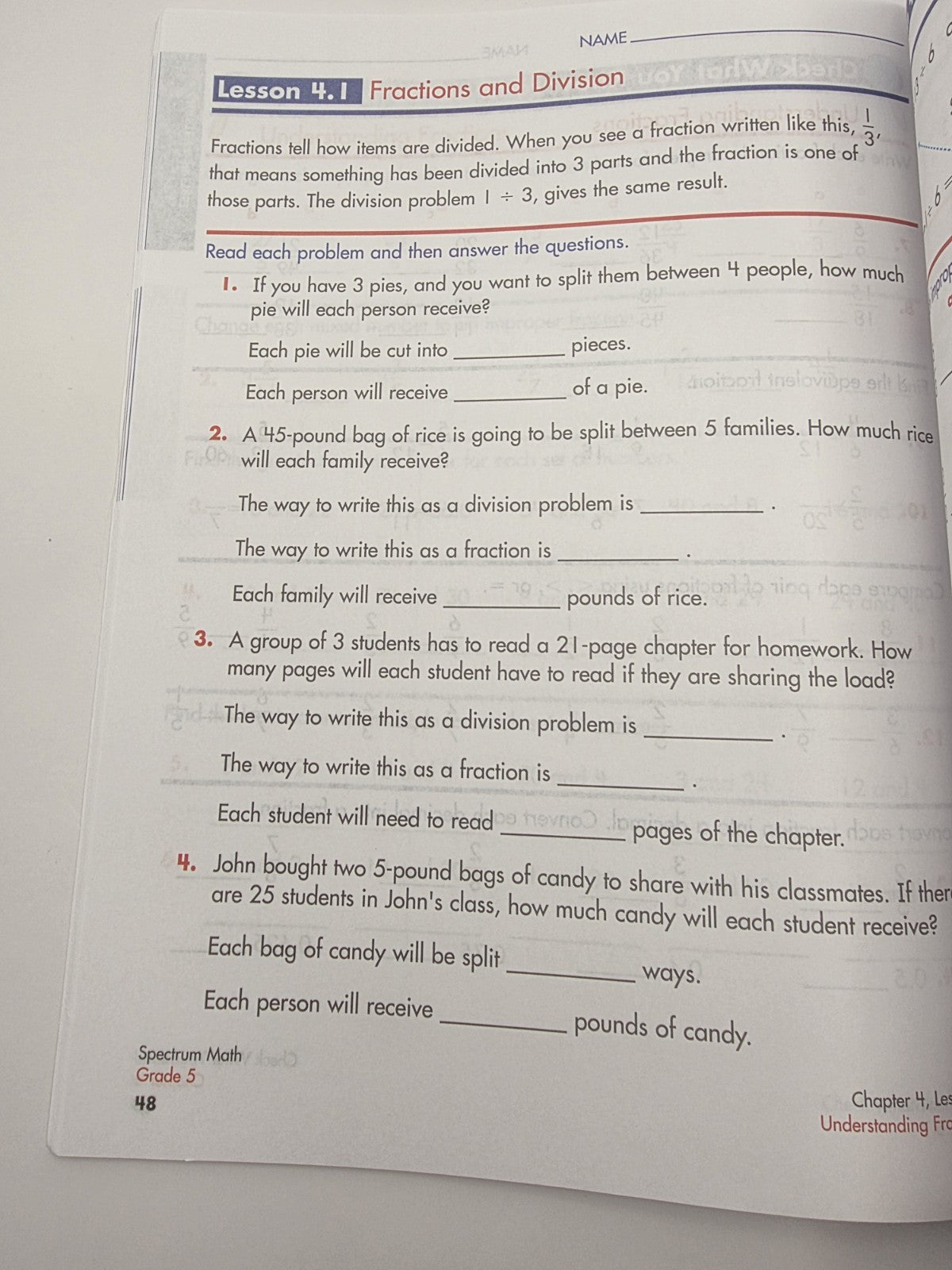 Spectrum Math Grade 5 Workbook Paperback with Answer Key 160 Pages (New)