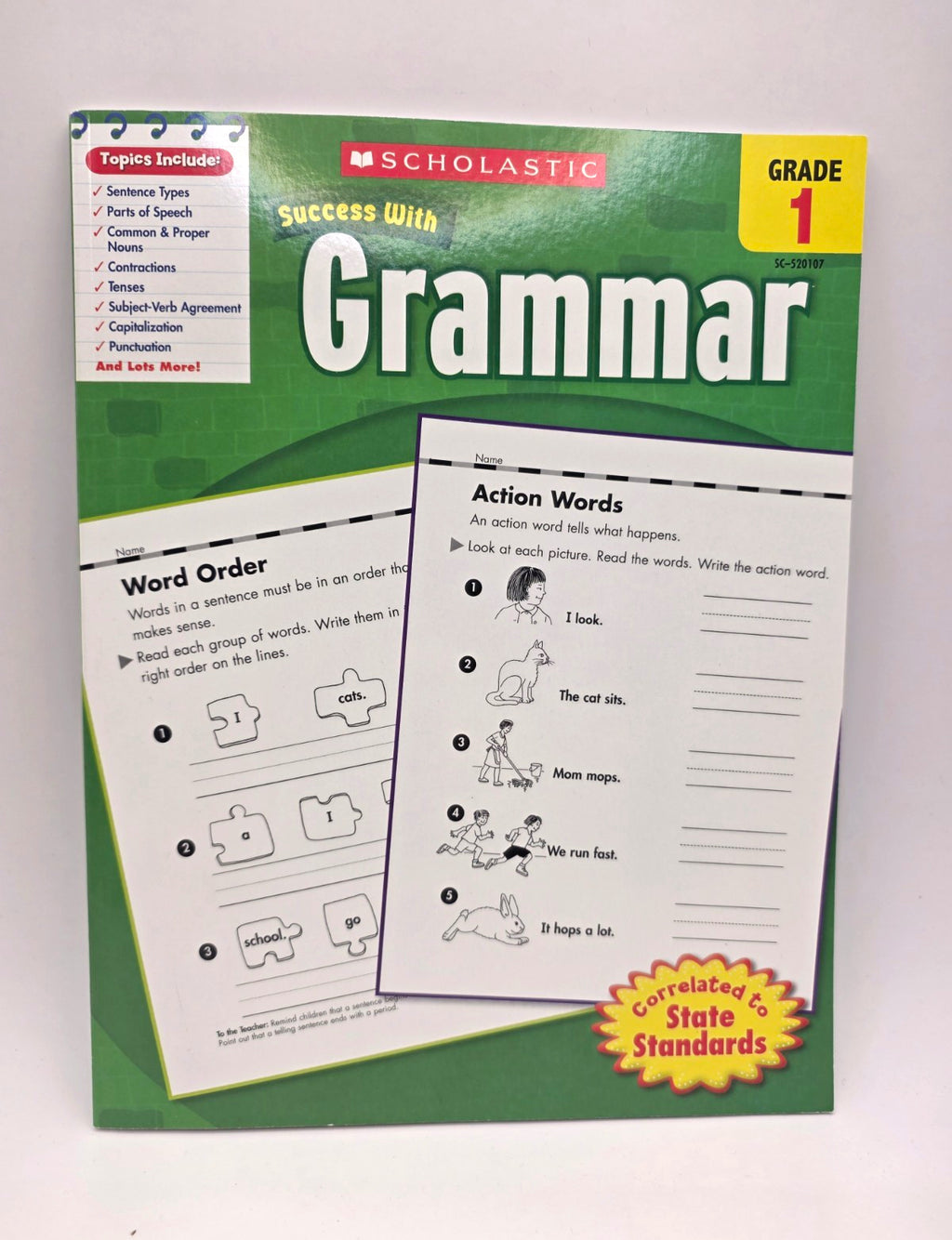 Scholastic Success With Grammar Grade 1 Workbook Paperback w/ Answer Key (New)