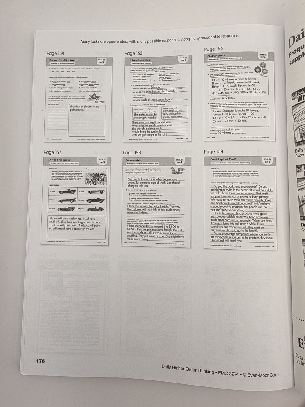 Evan-Moor Daily Higher-Order Thinking Grade 4 Workbook (New)