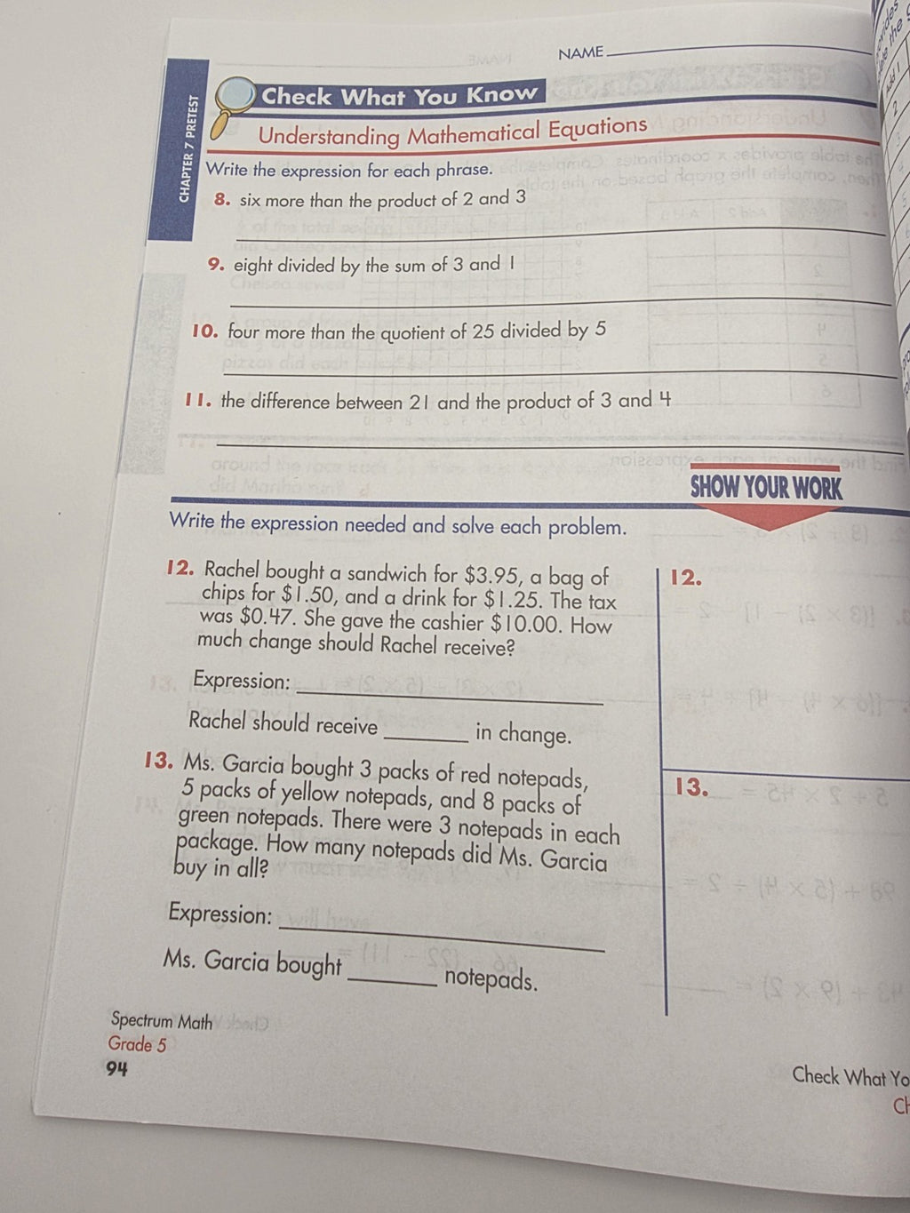 Spectrum Math Grade 5 Workbook Paperback with Answer Key 160 Pages (New)