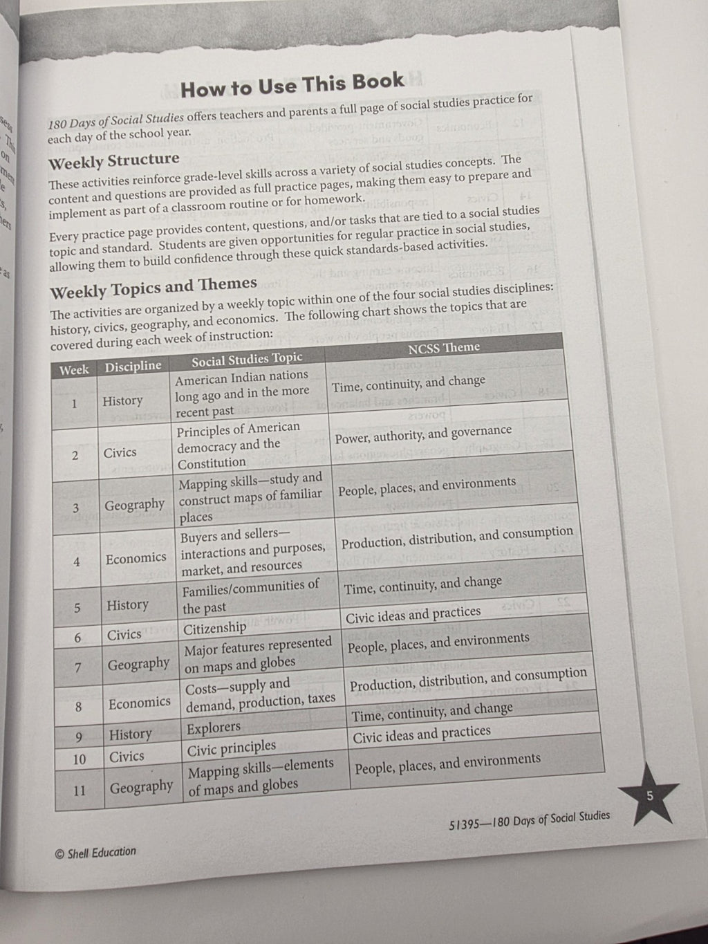 Shell Education 180 Days of Social Studies Grade 3 Workbook w/Answer key (New)
