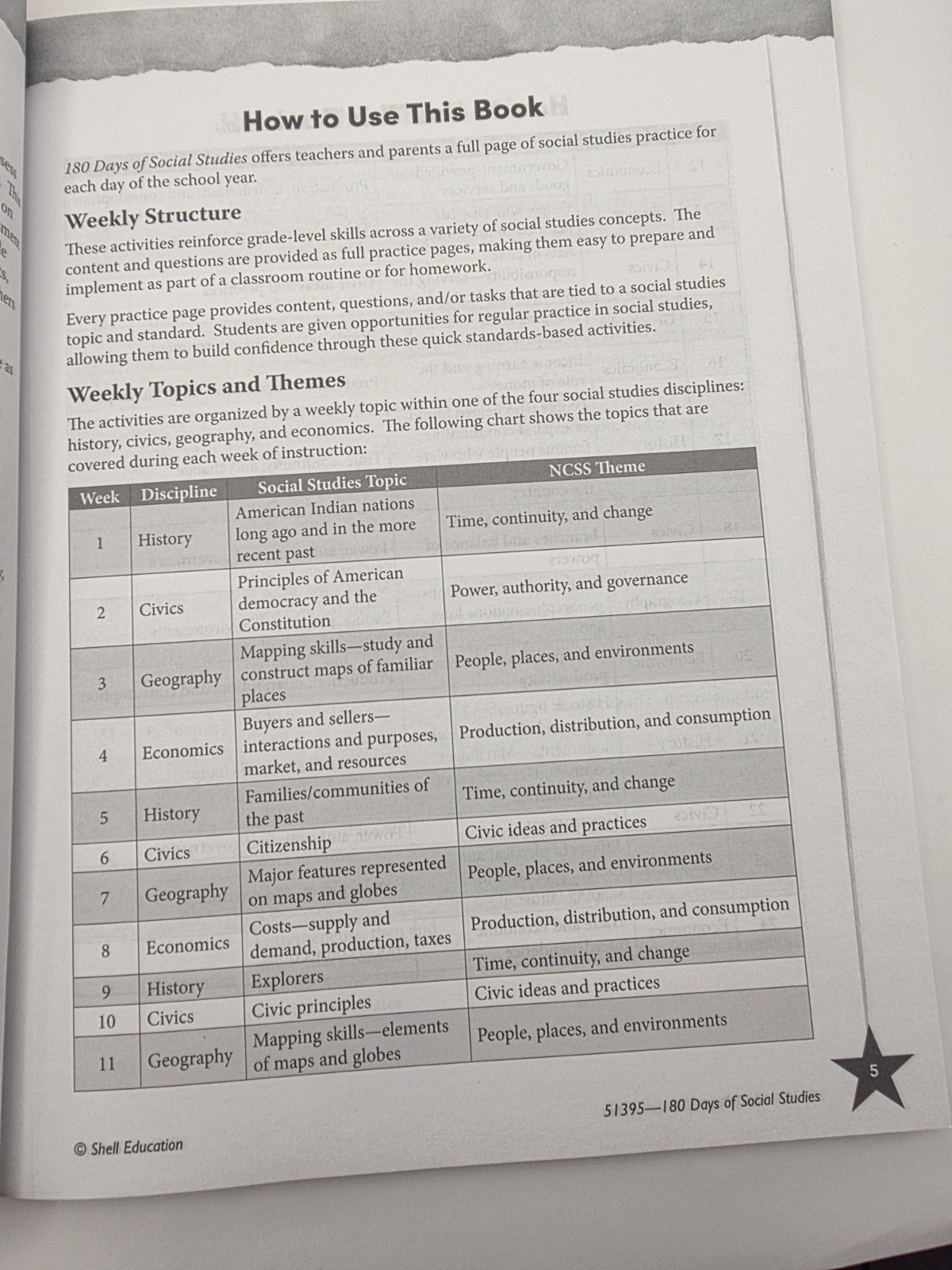 Shell Education 180 Days of Social Studies Grade 3 Workbook w/Answer key (New)