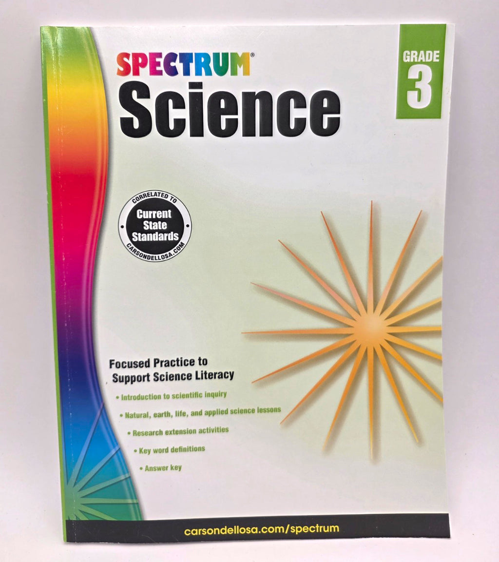 Spectrum Science Grade 3 Workbook with Answer Key Carson-Dellosa (New)
