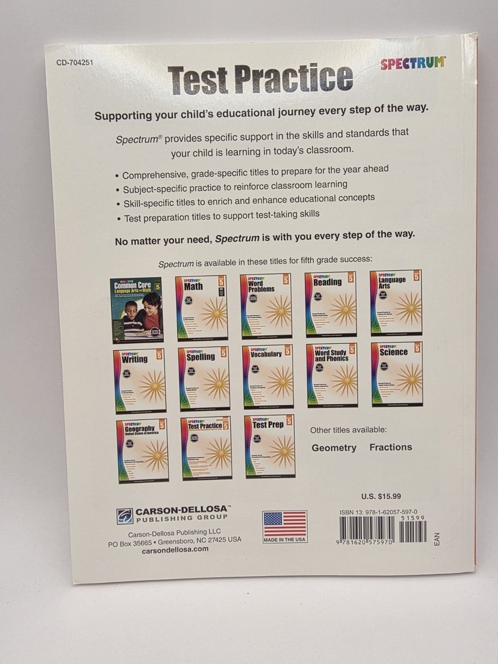 Spectrum Test Practice Grade 5 Reproducible Workbook (New)