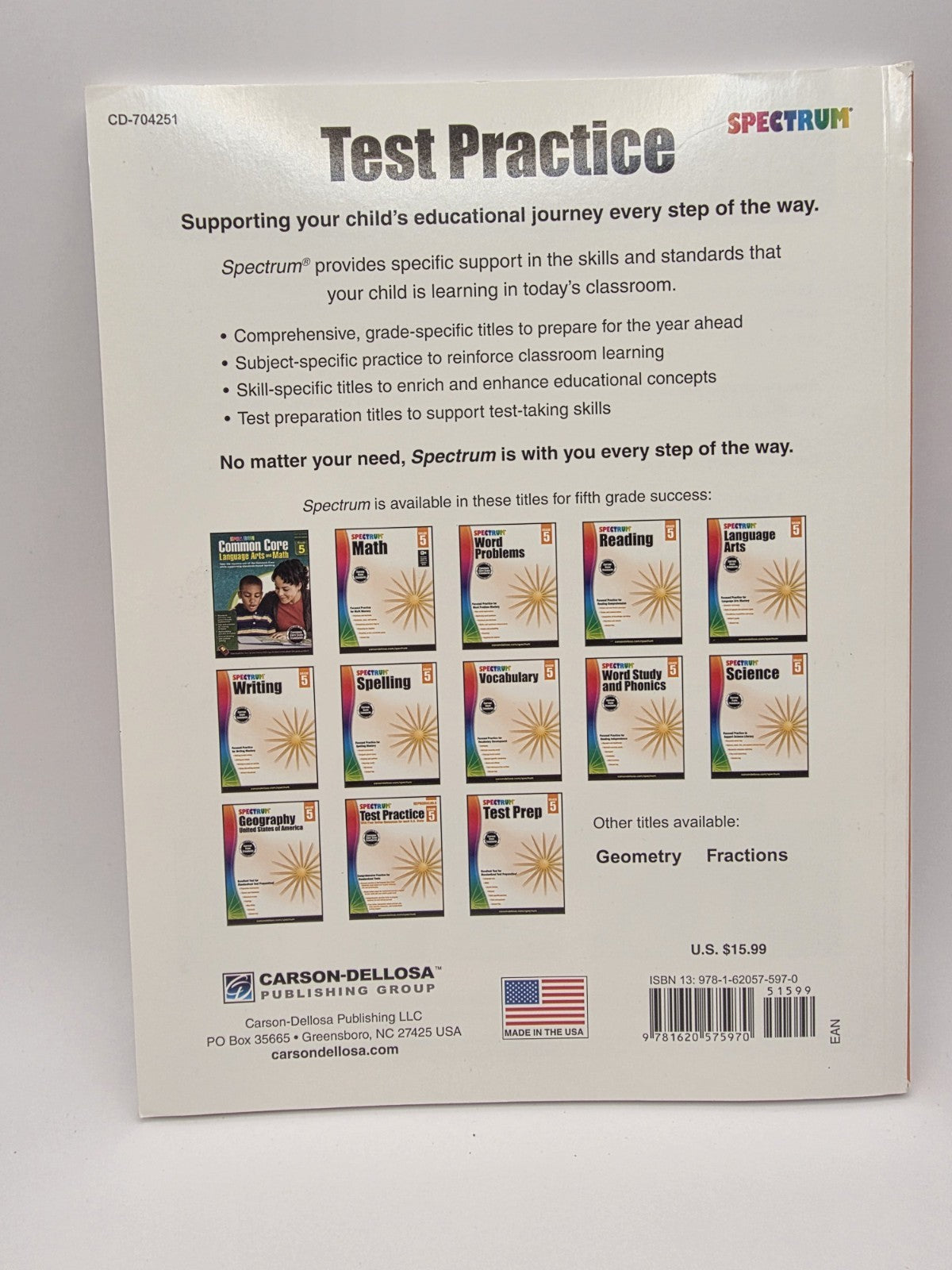 Spectrum Test Practice Grade 5 Reproducible Workbook (New)