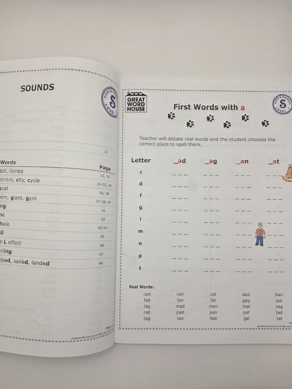 Great Word House My Book of Words 1 Levels 1-4 Student Workbook 78 pages (New)