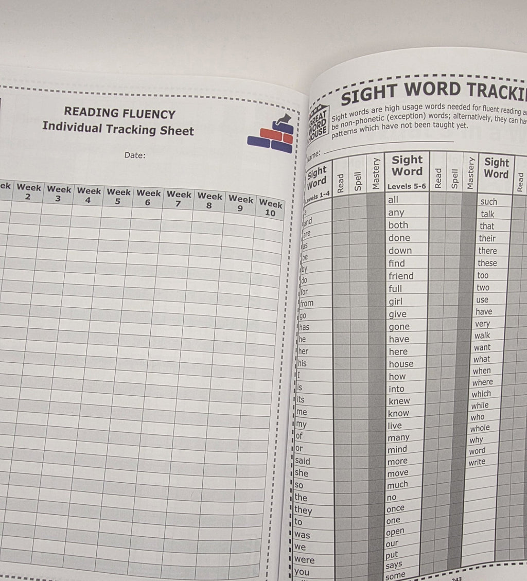 Great Word House Fluency Word Lists Levels 1-12 237 page Resource for Dyslexia