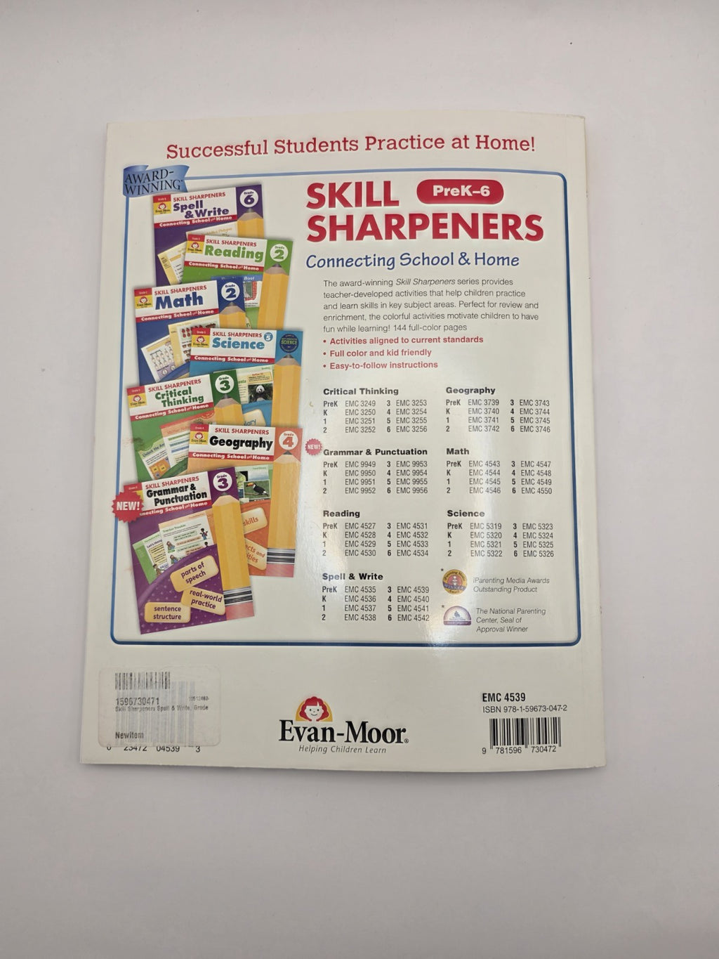 Evan-Moor Skill Sharpeners Spell & Write Grade 3 Workbook (New)