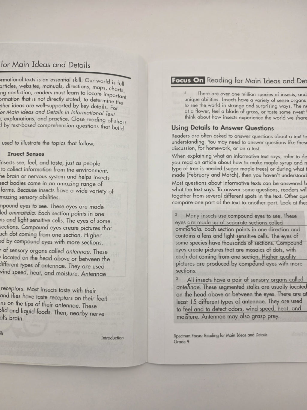 Spectrum Focus Reading Main Ideas & Details Info Text Grade 4 (New)